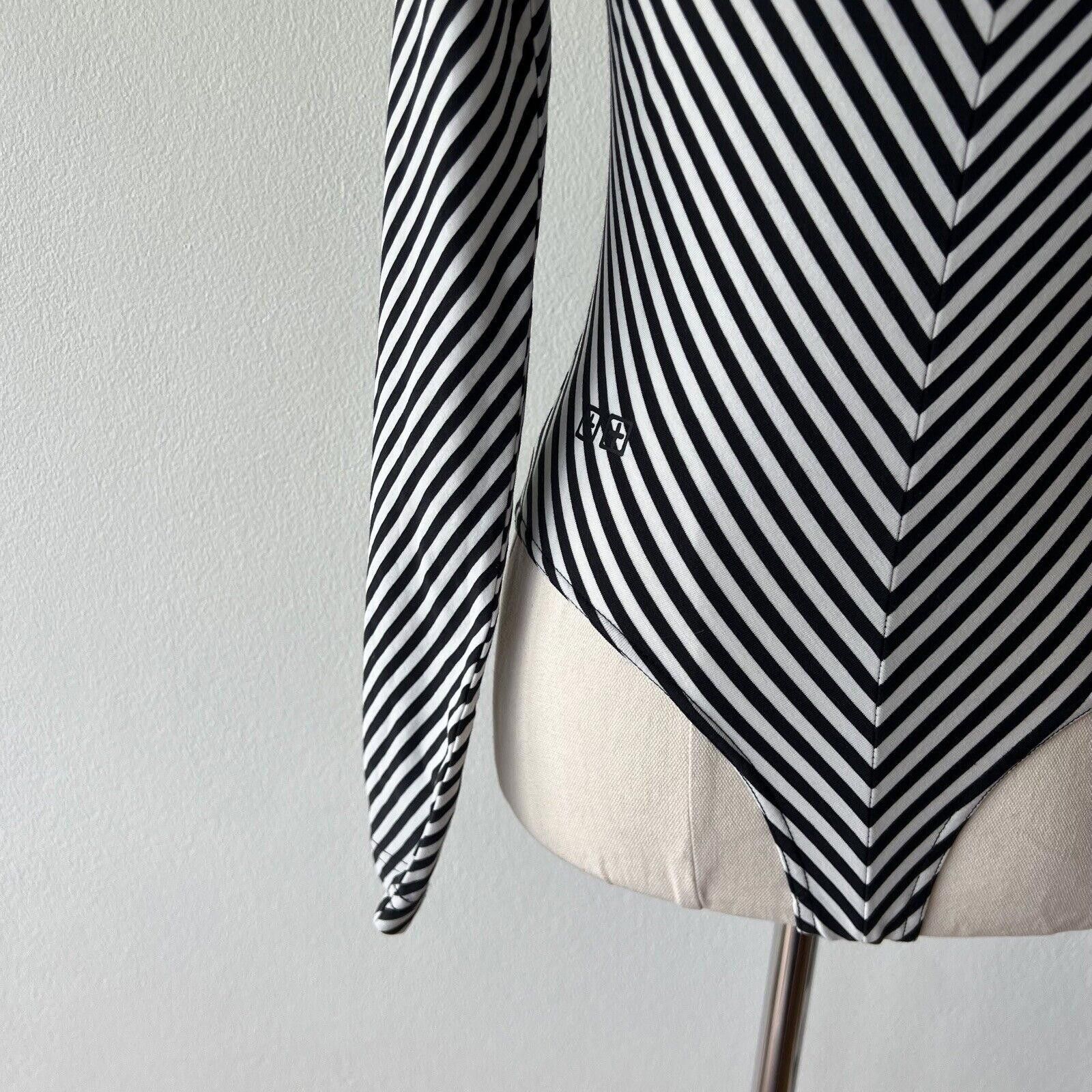 Ksubi new Ksubi womens top small s 8 bodysuit black white stripe Size S / US 4 / IT 40 - 4 Thumbnail