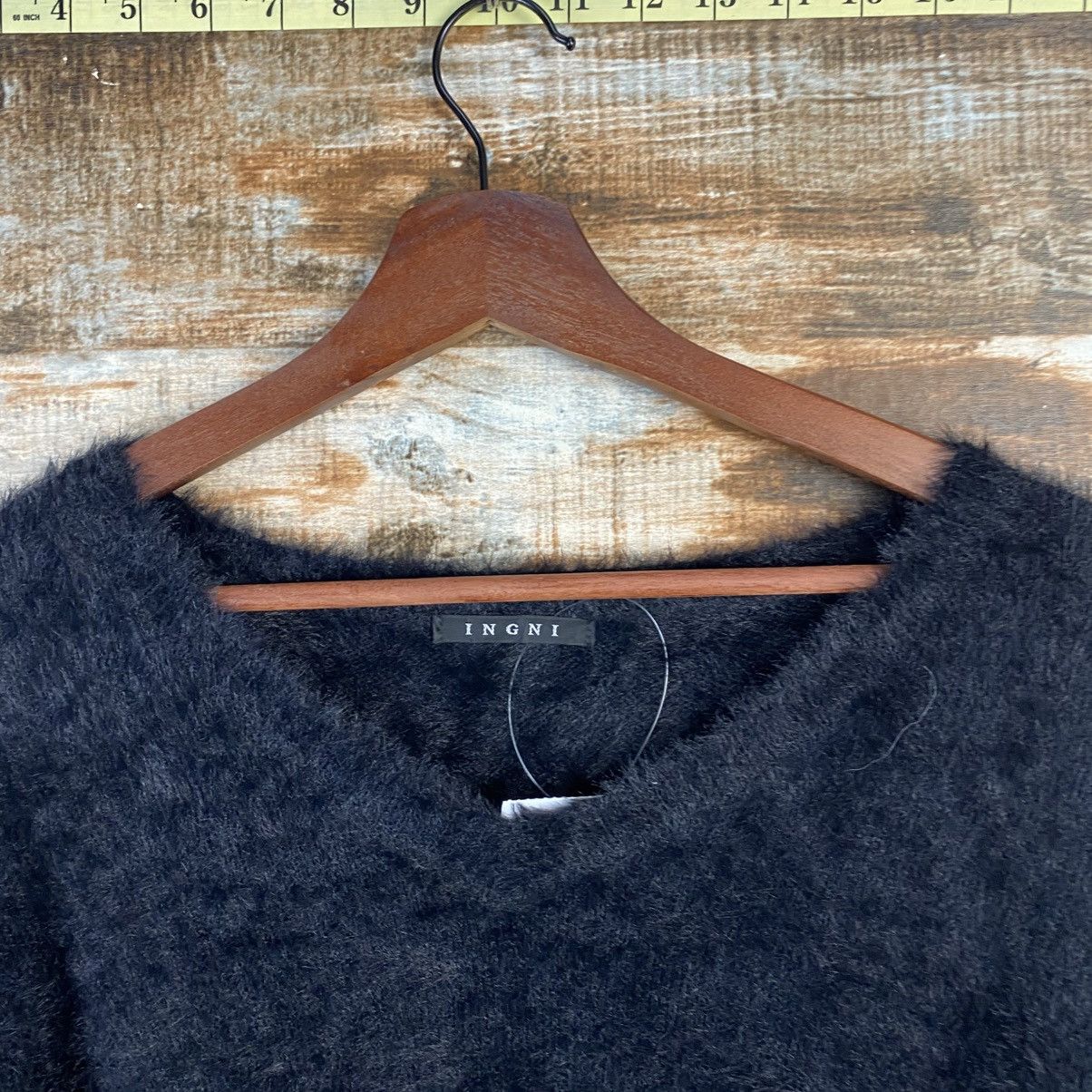 Homespun Knitwear DL Ingni Black Mohair fur shaggy Knitwear #C1105 Size M / US 6-8 / IT 42-44 - 4 Thumbnail