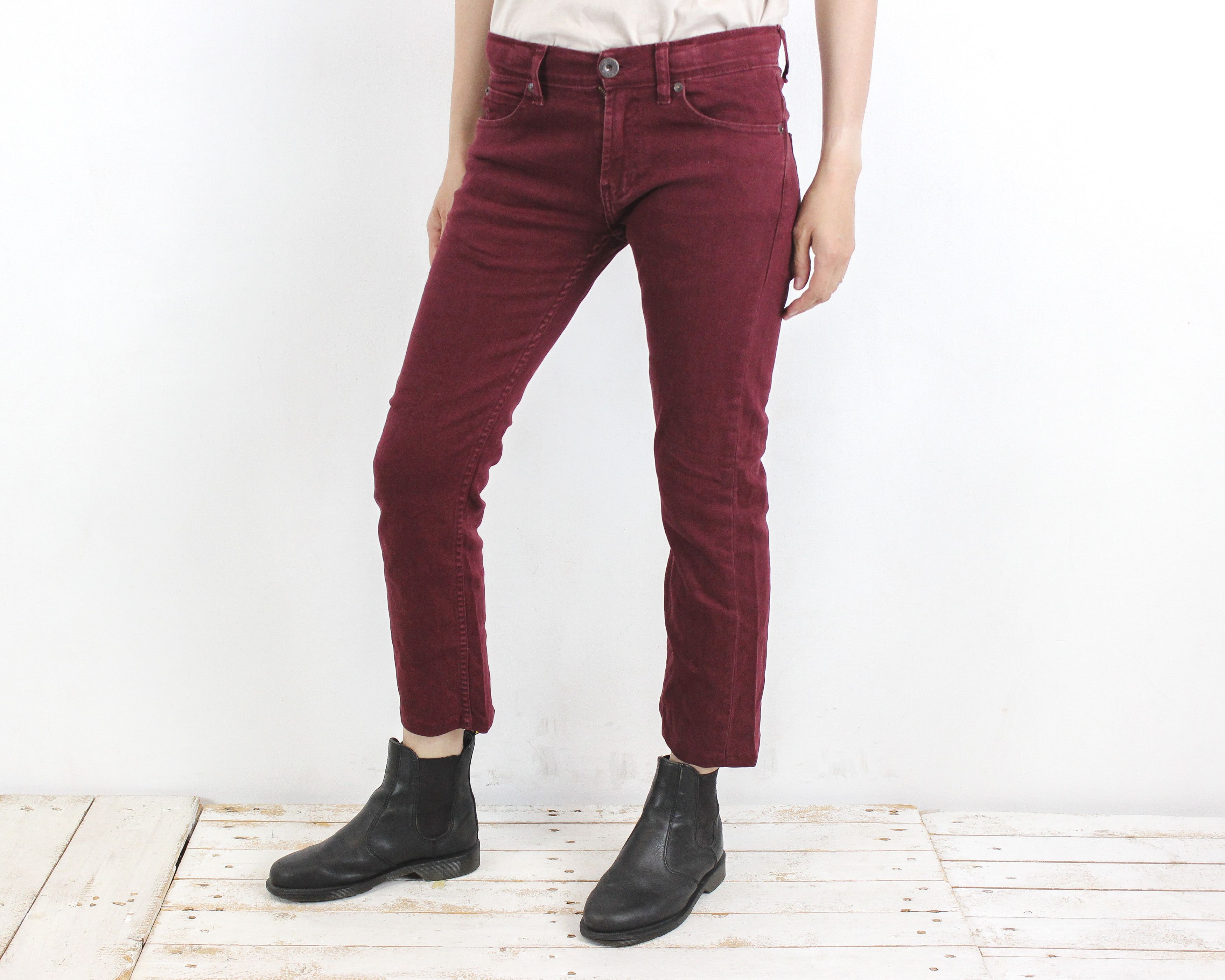 Levi's 511 Denim Jeans Straight Trousers Regular Pants Burgundy Size 28" / US 6 / IT 42 - 3 Thumbnail