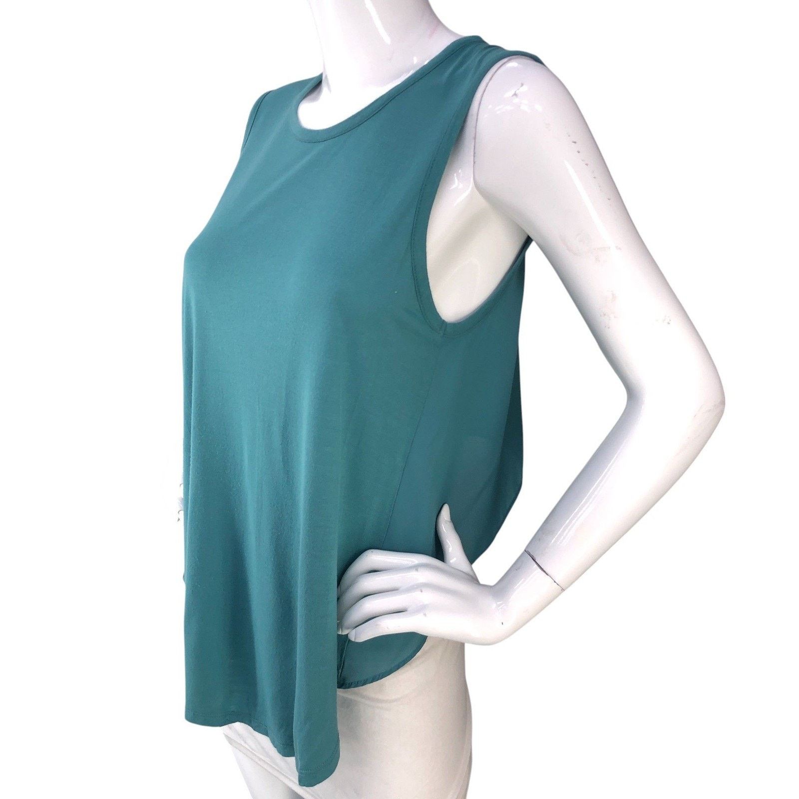 Haute Hippie Haute Hippie Tank Top S Teal Modal Scoop Neck High-Low Hem Size S / US 4 / IT 40 - 4 Thumbnail
