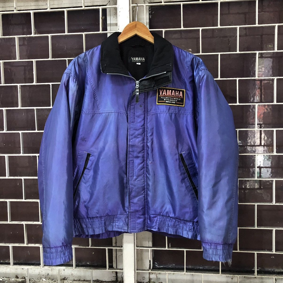 Sports Specialties VTG YAMAHA Faded THRASHED DISTRESSED Racing Bomber Jacket Size US M / EU 48-50 / 2 - 6 Thumbnail