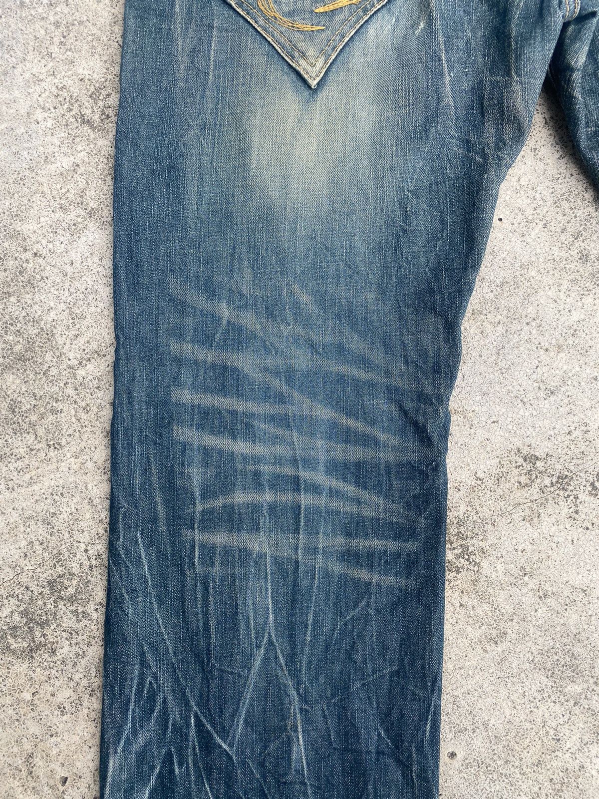 If Six Was Nine × Japanese Brand Flare Jeans Red Pepper Honeycomb Clawmark Splash Size US 33 - 20 Thumbnail