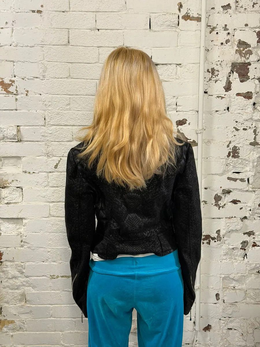 Roberto Cavalli FW1999 Roberto Cavalli Black Obscure Leopard Print Biker Jacket Size M / US 6-8 / IT 42-44 - 3 Thumbnail