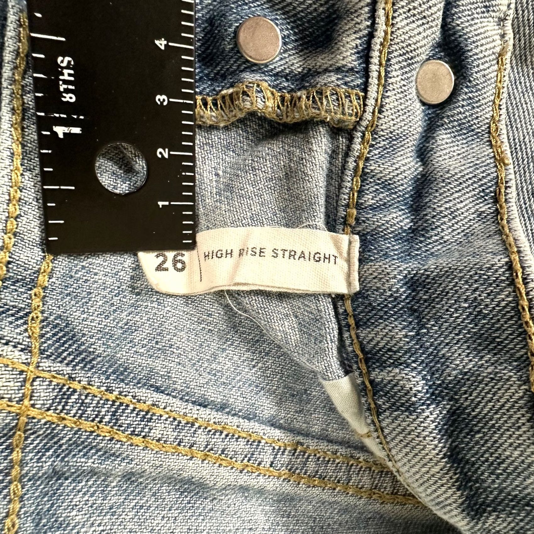 Pacsun PacSun Jeans Women 26 Blue High Rise Straight Distressed Raw Hem Button Up Denim Size 26" / US 2 / IT 38 - 5 Thumbnail