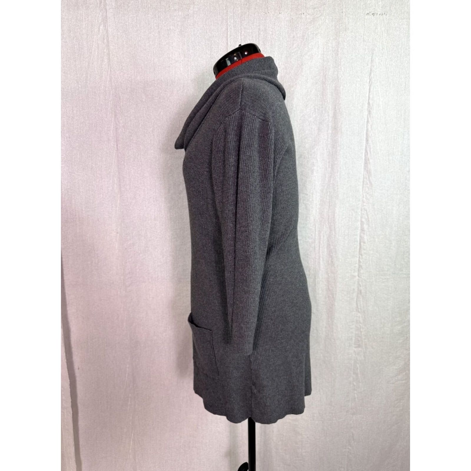 Incu INC Womens Plus 0X Gray Sweater Cowl Neck Solid Long Sleeve 3/4 Pockets D859 Size XL / US 12-14 / IT 48-50 - 4 Thumbnail