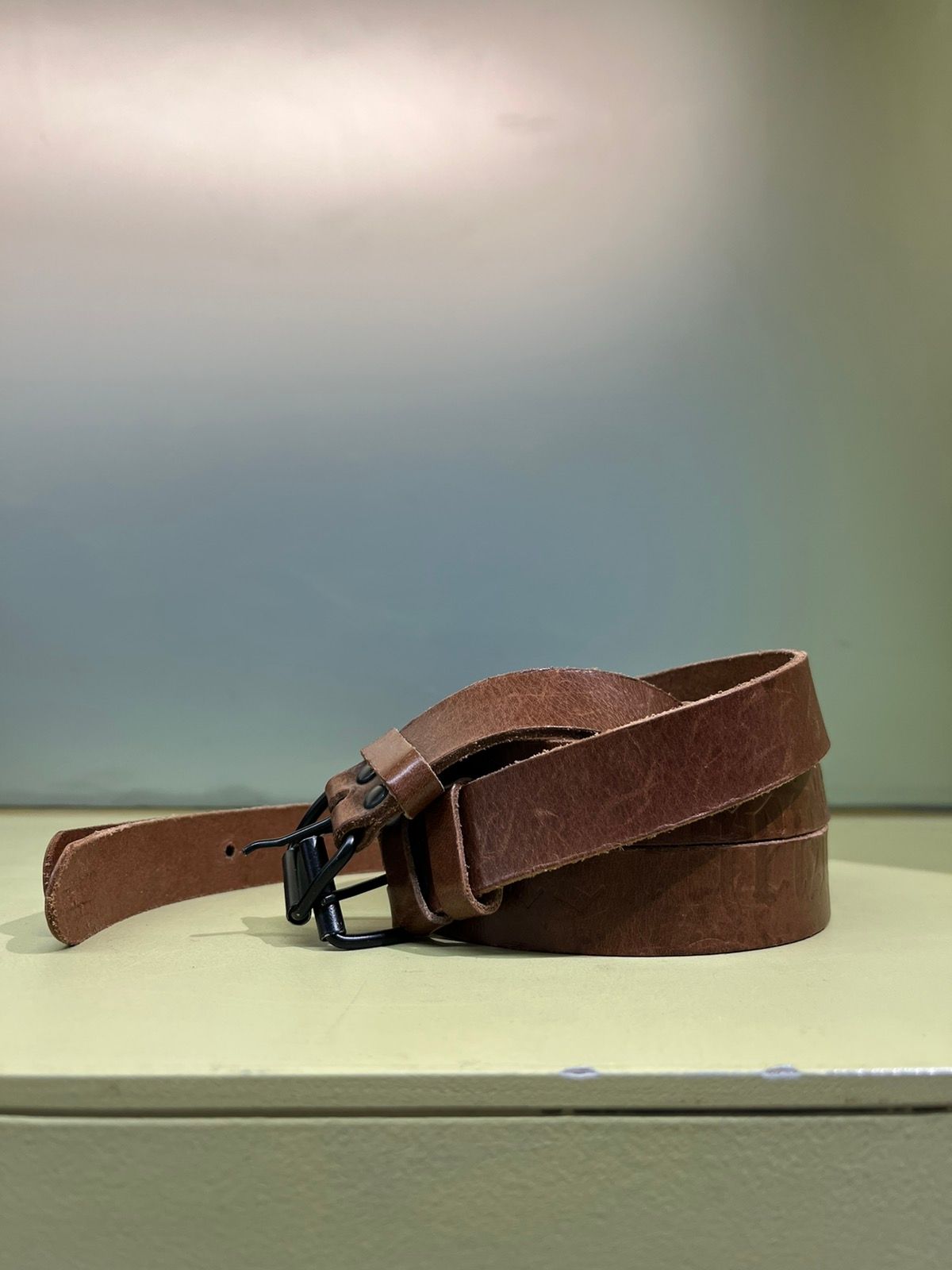 Pre-owned Raf Simons Aw05 History Of My World Double Leather Belt In Brown