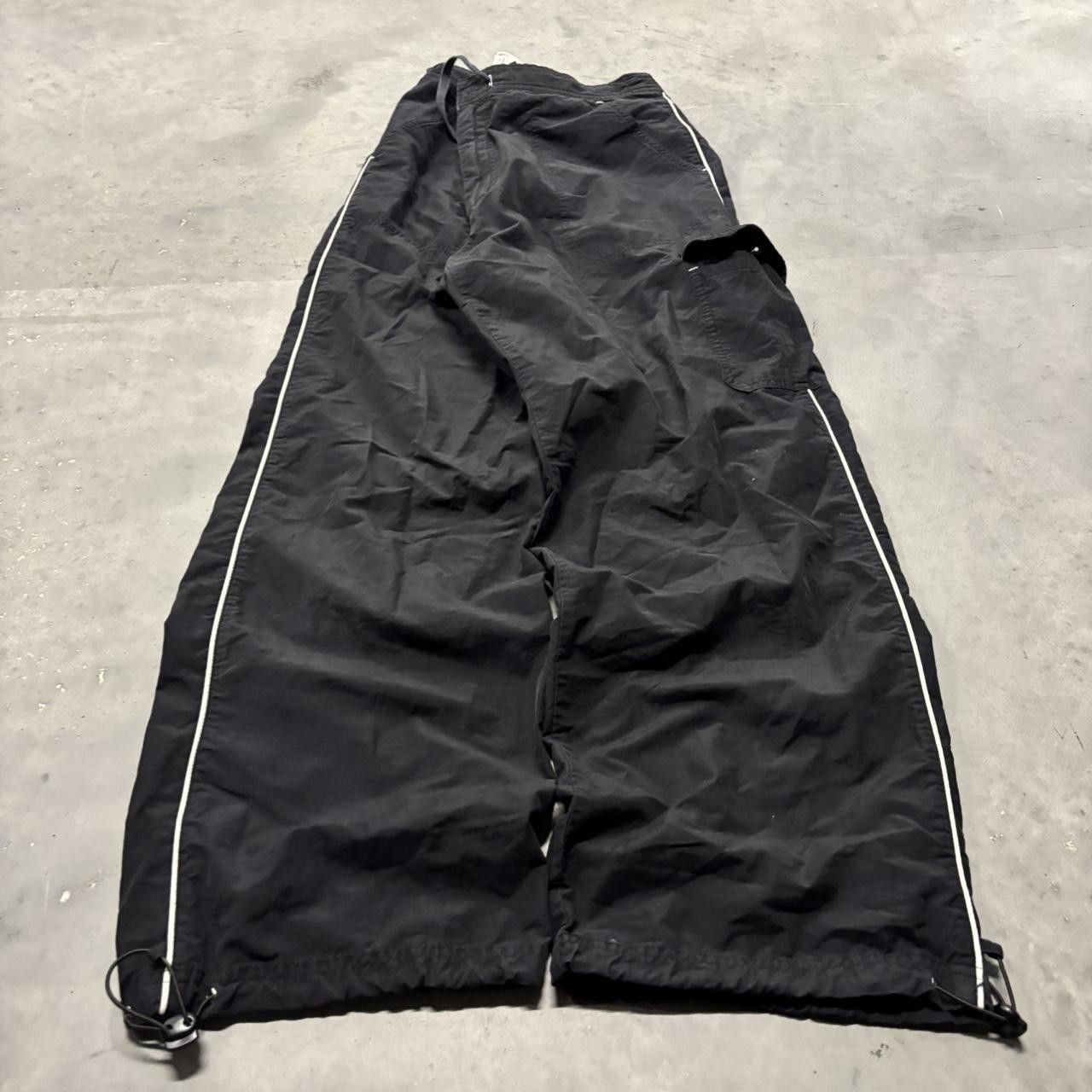 Japanese Brand × Vintage Crazy Vintage Y2K/2000s Baggy Black Striped Skater Streetwear Track Pants! Size US 32 / EU 48 - 3 Thumbnail