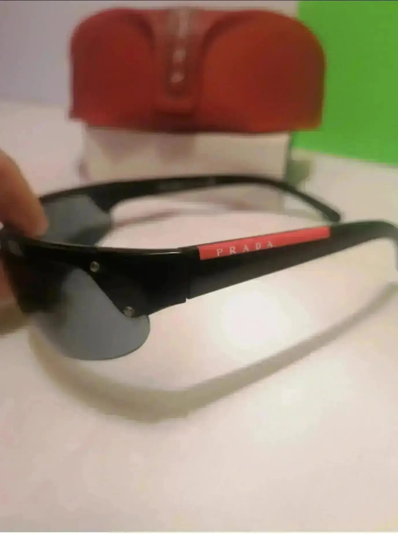Prada × Vintage PRADA Sunglasses Sport Wrap Shield Mask Red Tab Size ONE SIZE - 2 Thumbnail