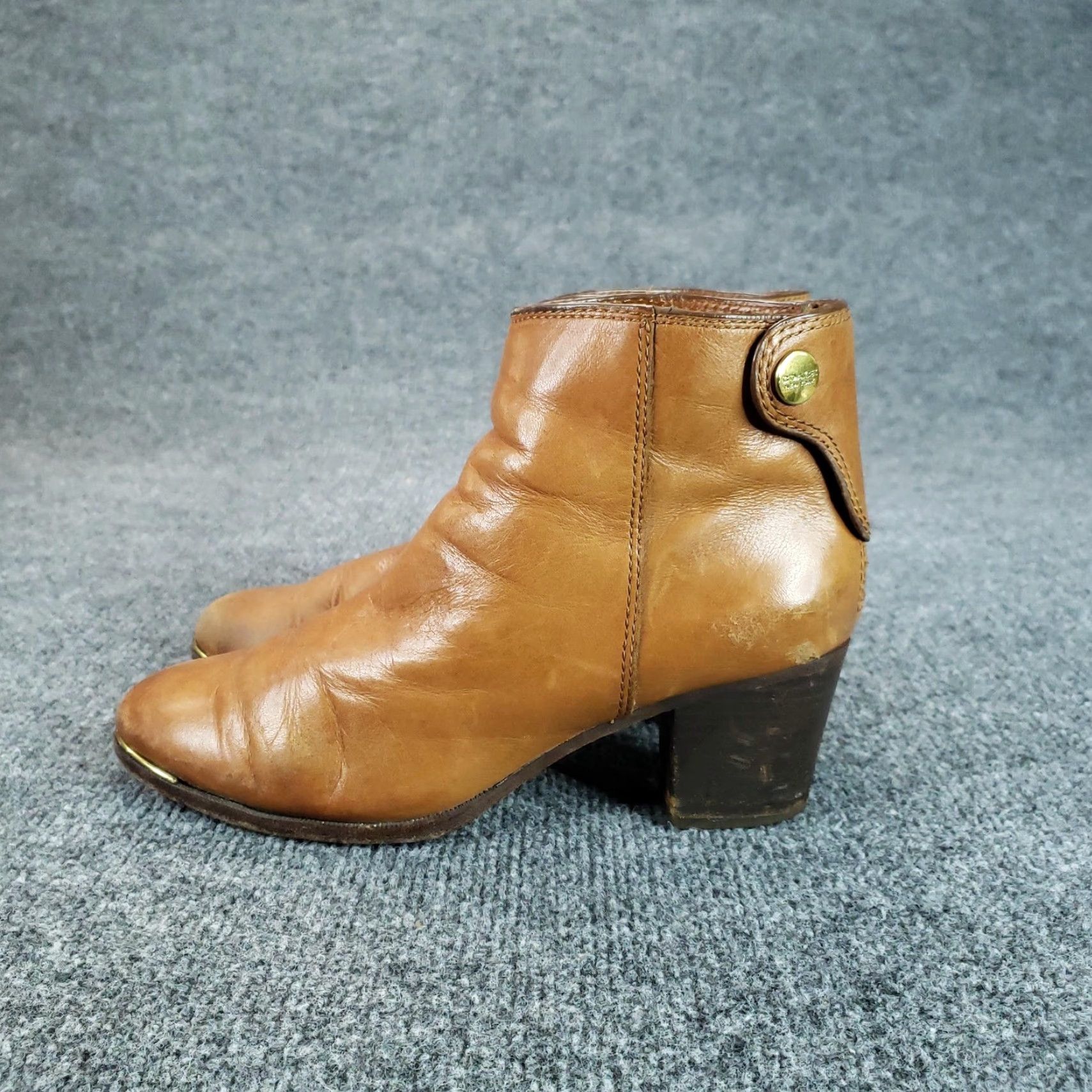 Coach Coach Waldorf Ankle Booties Womens Size 6.5 Brown Leather Zip Block Heel Size US 7 / IT 37 - 4 Thumbnail