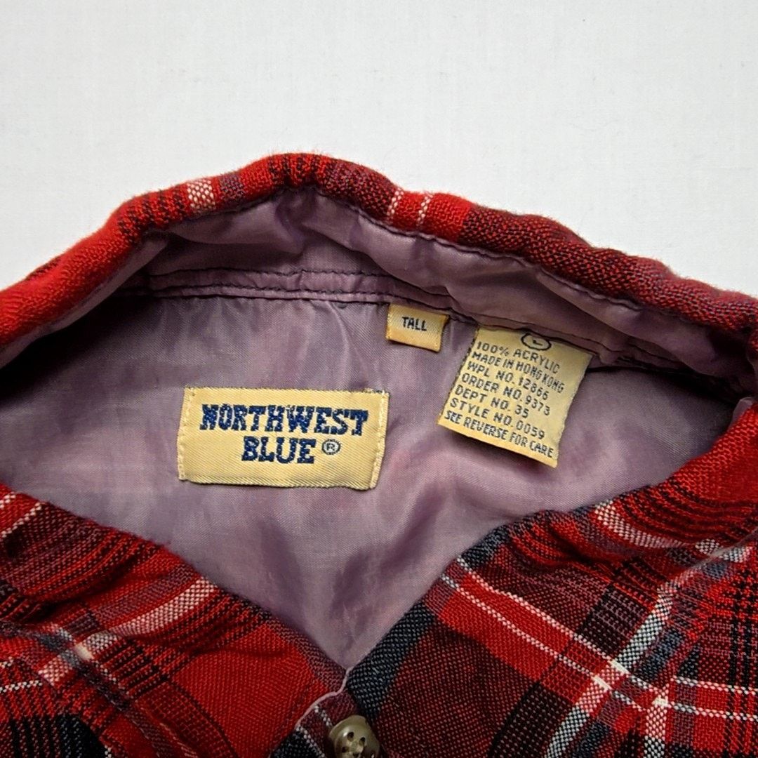 Vintage Vintage Red Black Plaid Flannel L Tall Button Up Shirt 90s Size US L / EU 52-54 / 3 - 7 Thumbnail