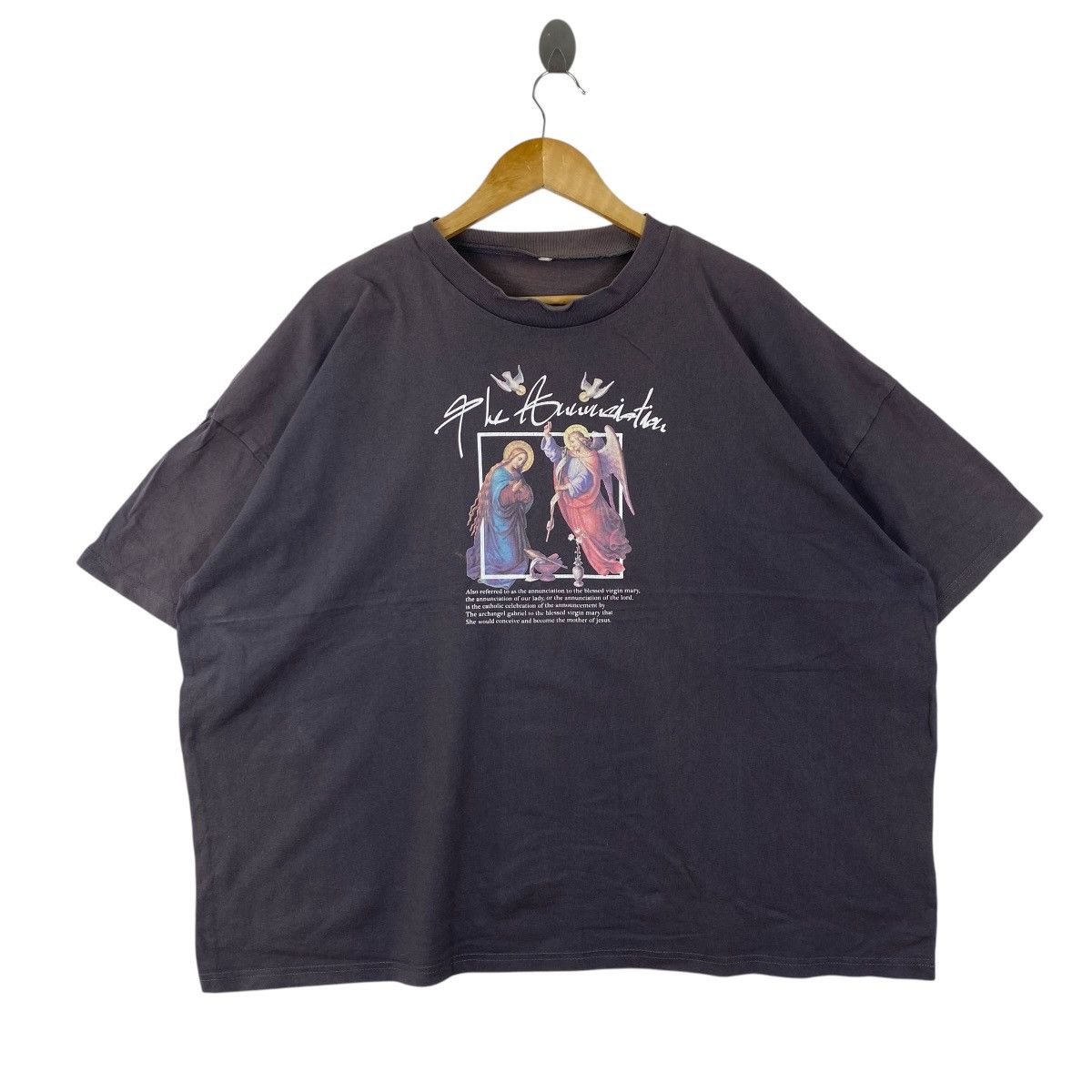 Japanese Brand Vintage Japan Annunciation Angel Mary Graphic Tee Grey XL Size US M / EU 48-50 / 2 - 1 Thumbnail