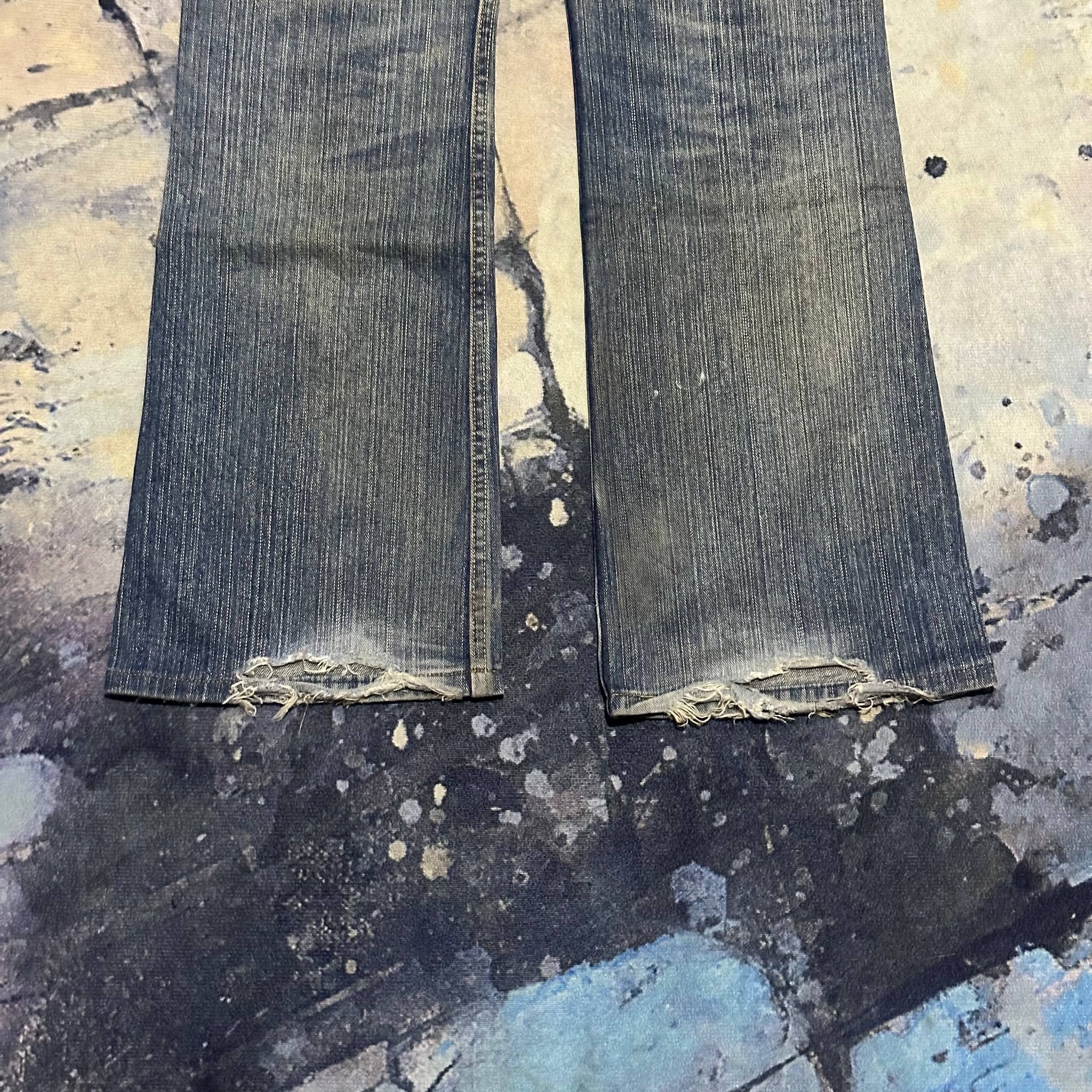 Japanese Brand 2000s Gogmagog Japan Distressed Flared Grommet Rivet Jeans Size US 34 / EU 50 - 8 Thumbnail