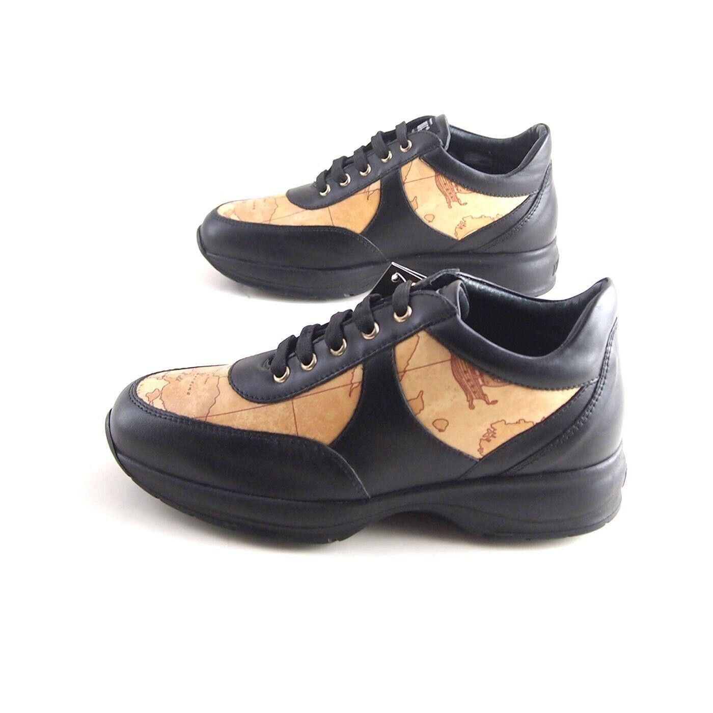 Alviero Martini Alviero Martini Sneakers Black Leather Map Print EU 36 US 6 Size US 6 / IT 36 - 4 Thumbnail