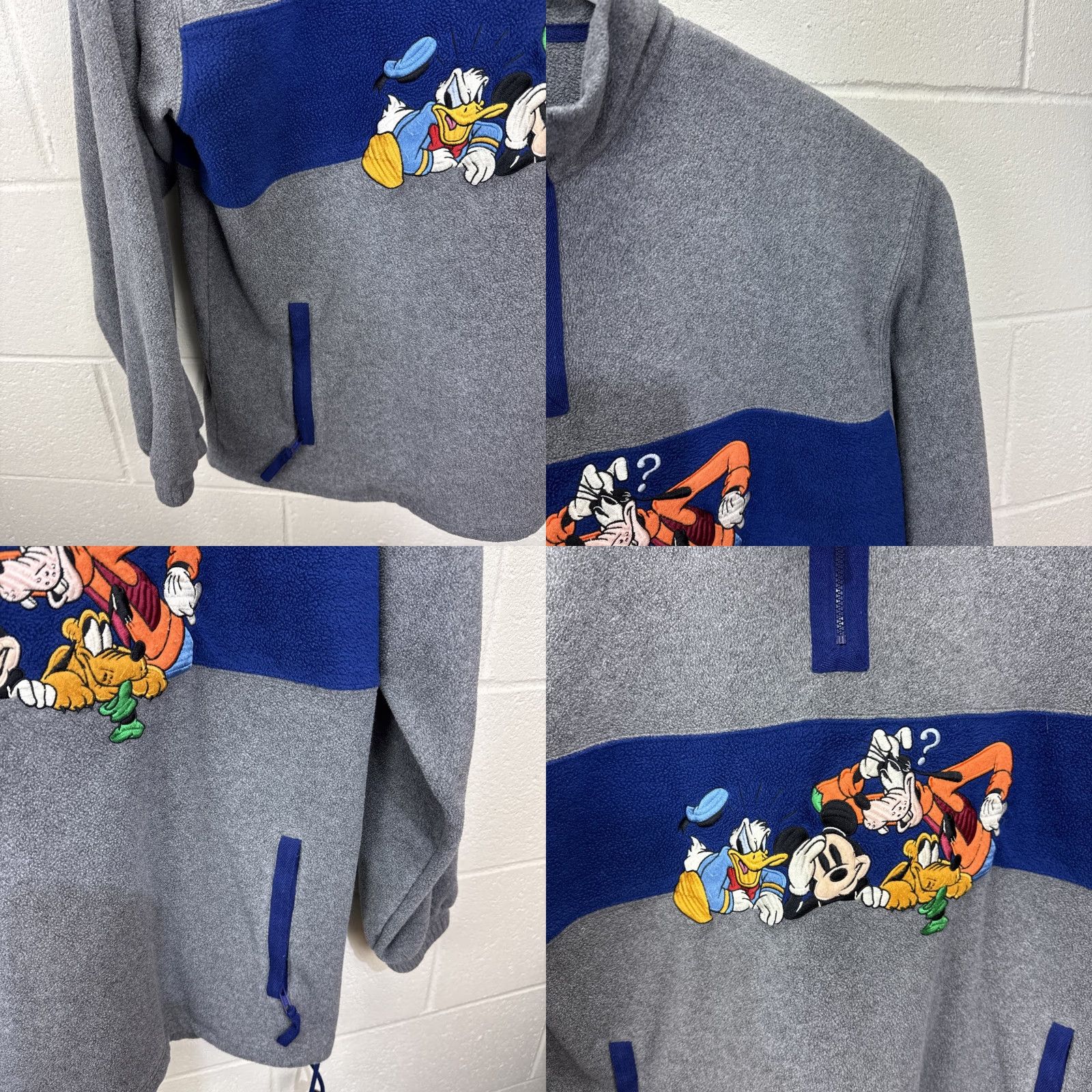 Disney VINTAGE Disney Store Mickey Goofy Donald Pluto Gray Fleece 1/4 Zip Pullover L Size US L / EU 52-54 / 3 - 8 Thumbnail