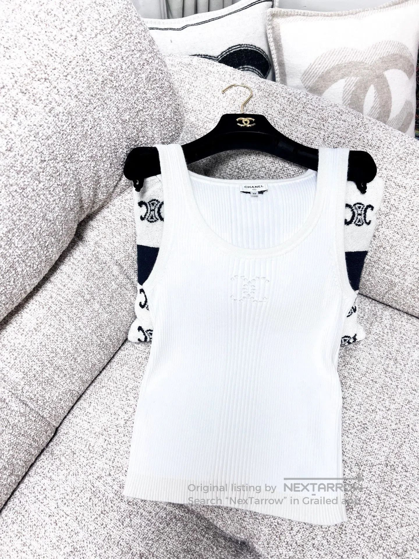 Chanel Chanel 25C White Knit Sleeveless Top. Size US L / EU 52-54 / 3 - 1 Thumbnail