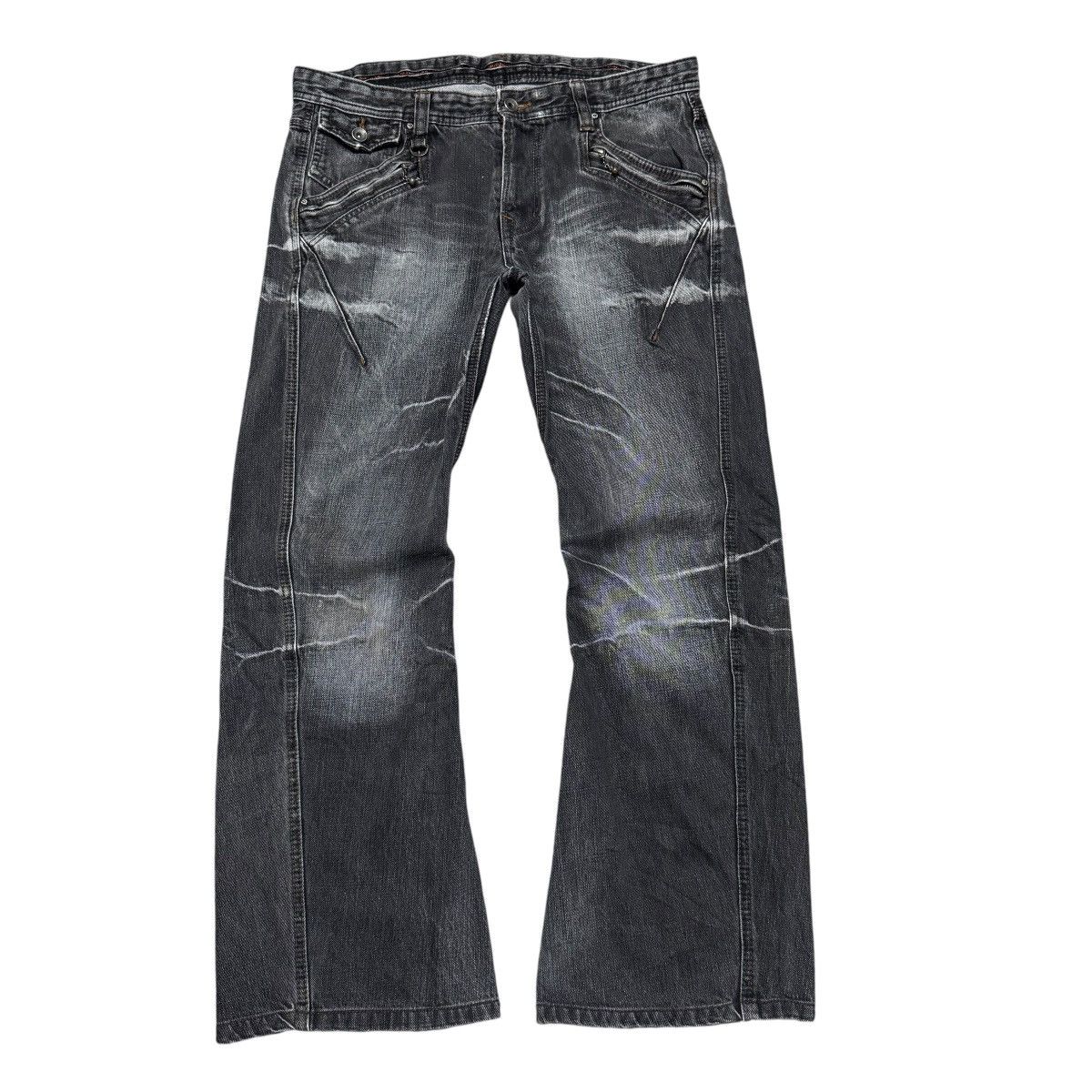 Nicole Club NCFM Nicole Club Multi Pocket Black Denim Flare Jeans Size US 34 / EU 50 - 1 Thumbnail