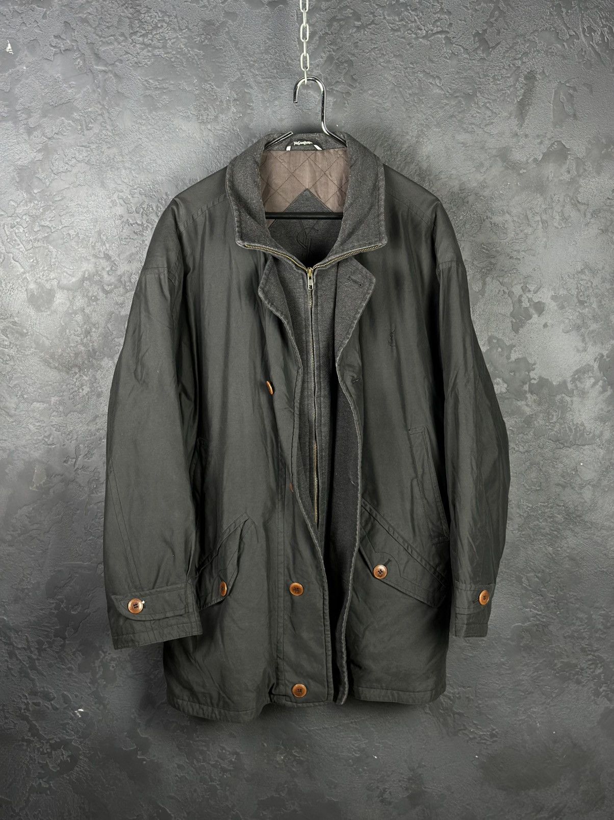 Designer × Vintage × Yves Saint Laurent Vintage Yves Saint Laurent Big Logo Monogram Jacket Size US L / EU 52-54 / 3 - 6 Thumbnail