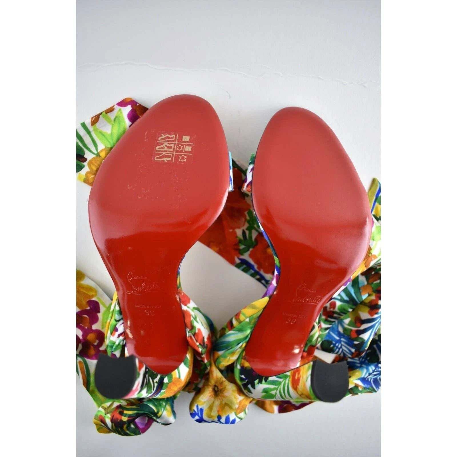 Christian Louboutin Crosse Du Desert 100 Floral Lace Up Tie Sandal Heel Pump 36 Size US 6 / IT 36 - 12 Thumbnail