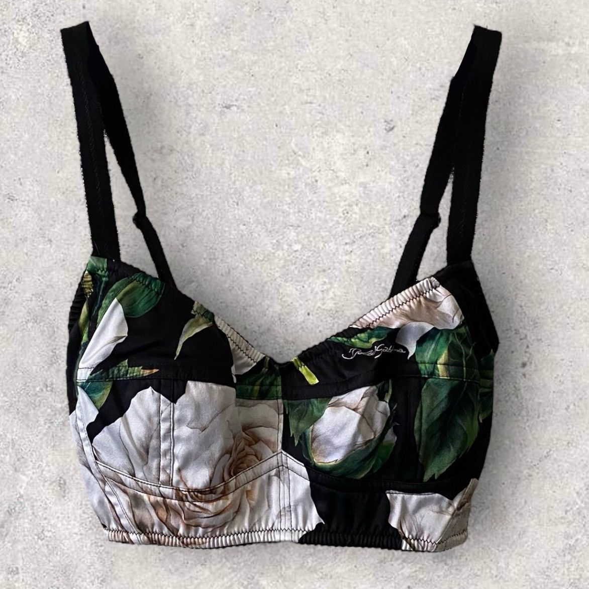 image of Dolce Gabbana Silk Floral Print Bustier Top in Leopard, Women's (Size Small)