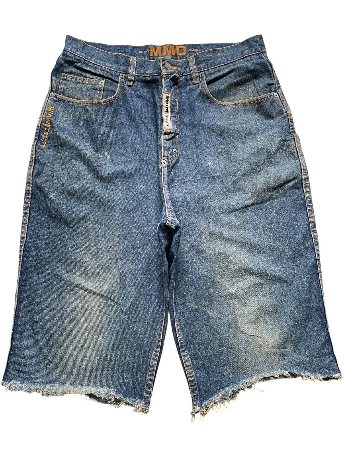 Japanese Brand Vintage Japanese Brand Mud Wash Distress Loose Jean Shorts Size US 34 / EU 50 - 1 Thumbnail