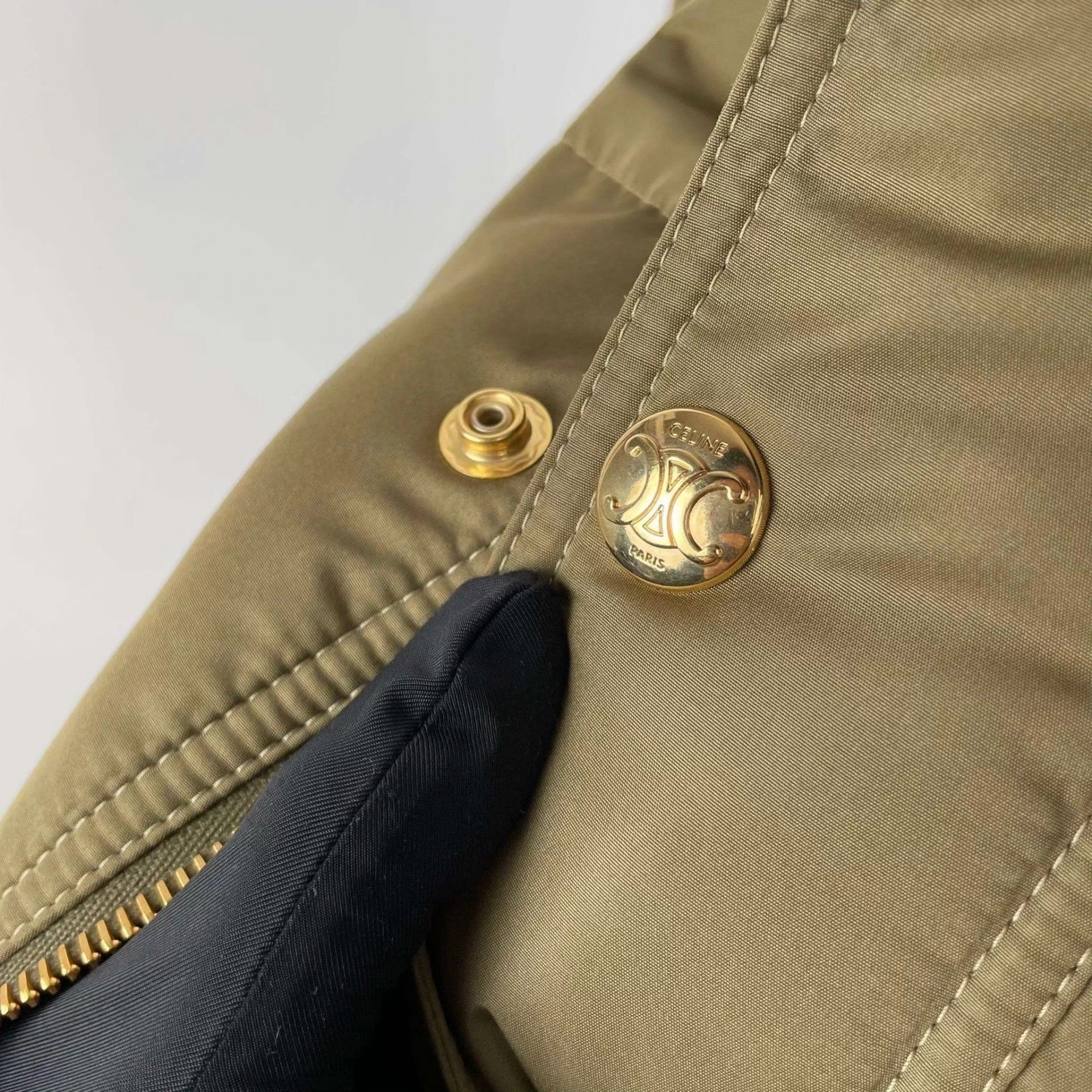 Celine Celine FW Khaki Suede Colorblock Olive Green Puffer Jacket Size US XXS / EU 40 - 9 Thumbnail