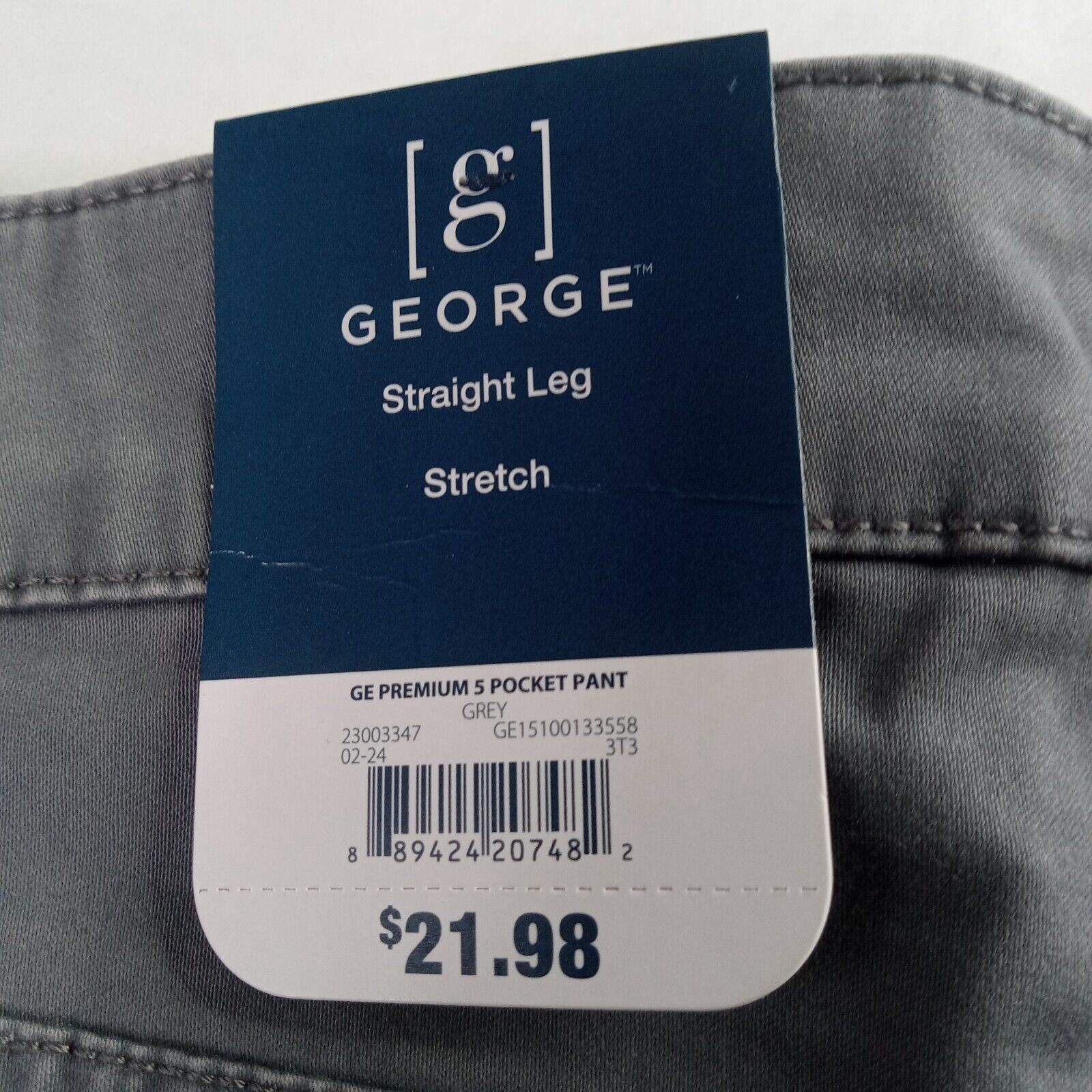 George George Chino Pants Mens Size 36x32 Gray Straight Leg Stretch Size US 36 / EU 52 - 8 Thumbnail