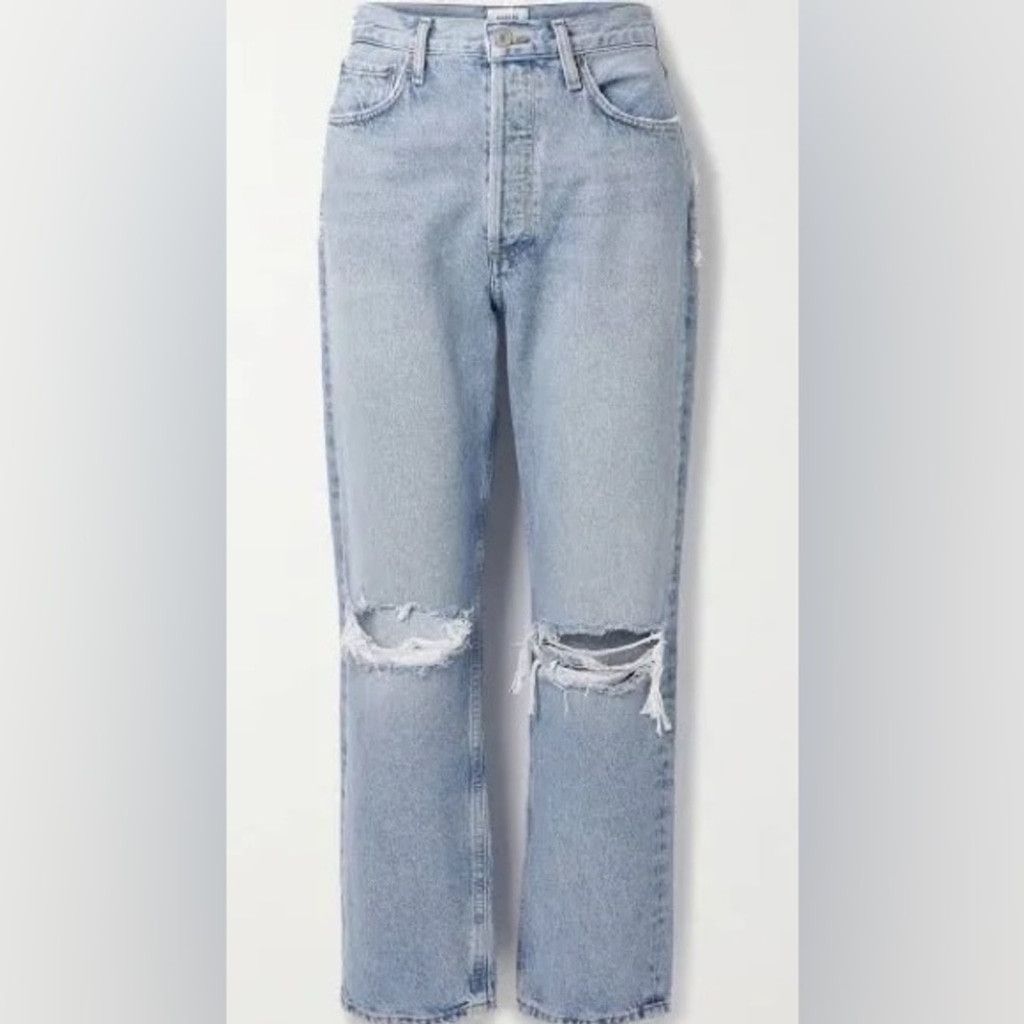 Agolde 👖 AGOLDE Riley Ripped Lightwash Denim Jeans – Size 32 Size 32" / US 10 / IT 46 - 1 Thumbnail