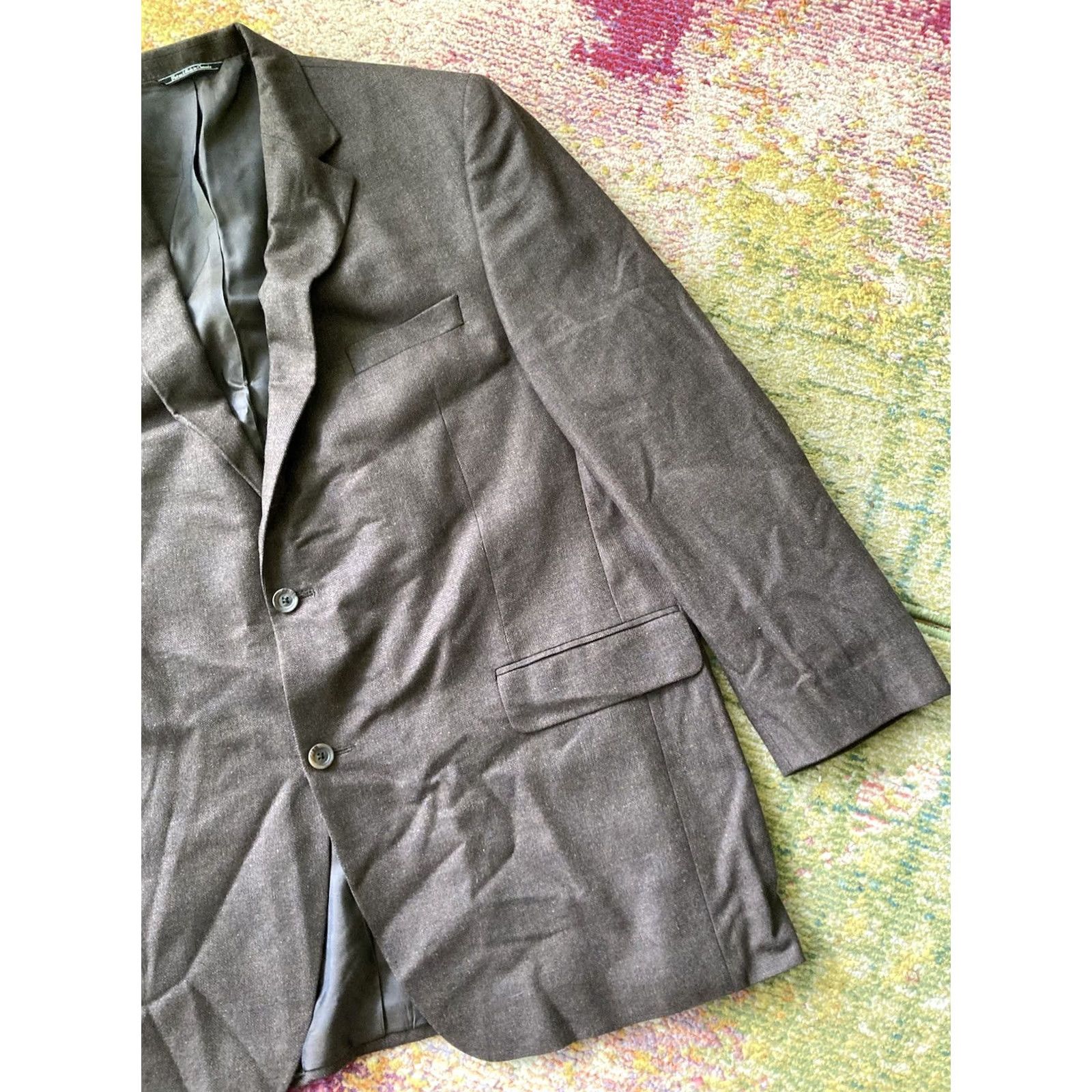 Jack Victor Jack Victor Jacket Mens 46 Brown Blazer Size 46L Long Wool Silk Button Sport Coat Size 46R - 3 Thumbnail