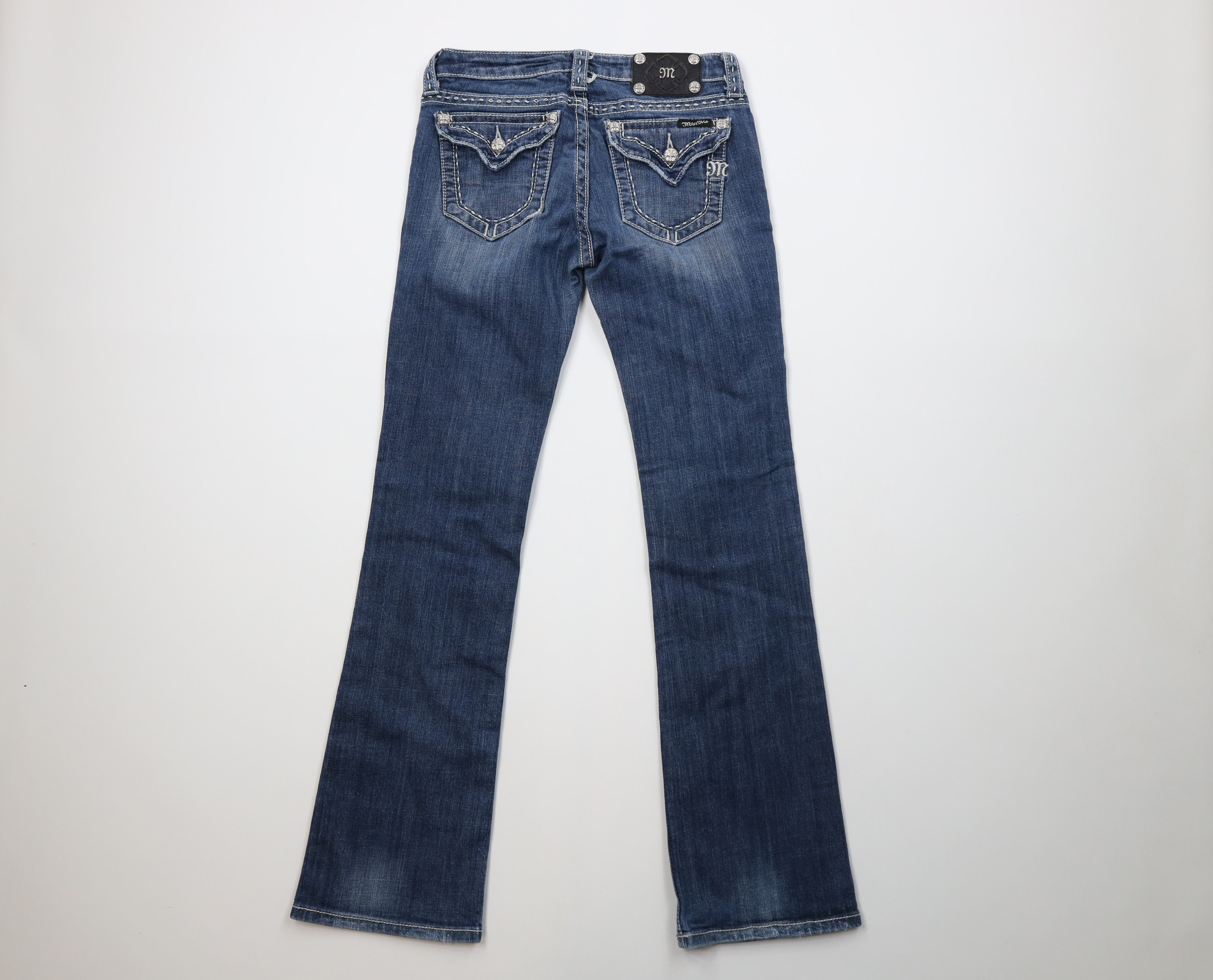 Miss Me Miss Me Stitch Fleur de Lis Flared Bootcut Denim Jeans Blue Size 29" - 10 Thumbnail
