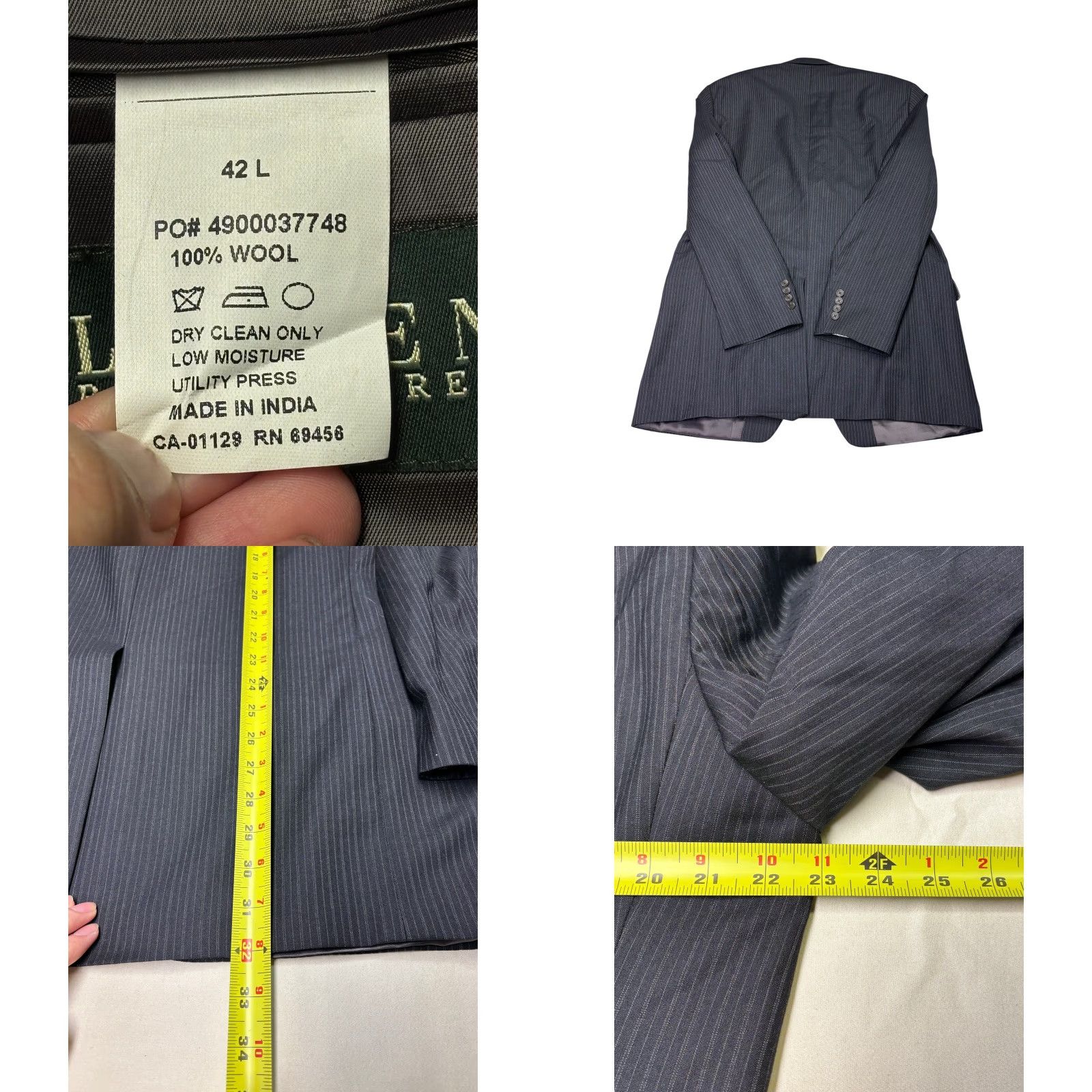 Ralph Lauren Lauren Ralph Lauren 3 Piece Suit Wool Charcoal Black Blazer Vest Trousers 42L Blue Pinstripe Men Adults Formal Business Wedding Size 42R - 8 Thumbnail