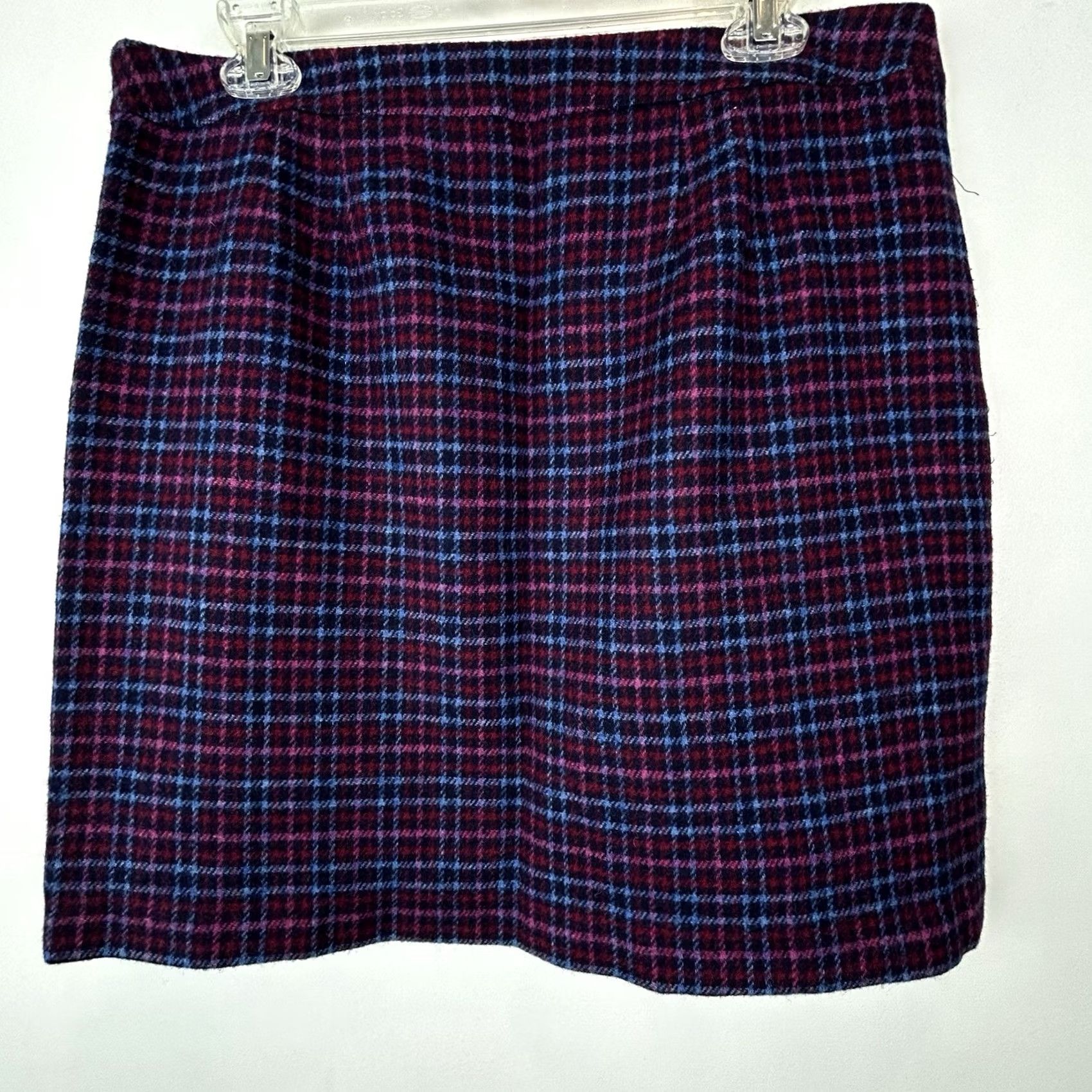 Talbots Talbots Skirt Womens 10 Petite Plaid Blue Wool Blend Button Office Career Read Size 32" / US 10 / IT 46 - 2 Thumbnail