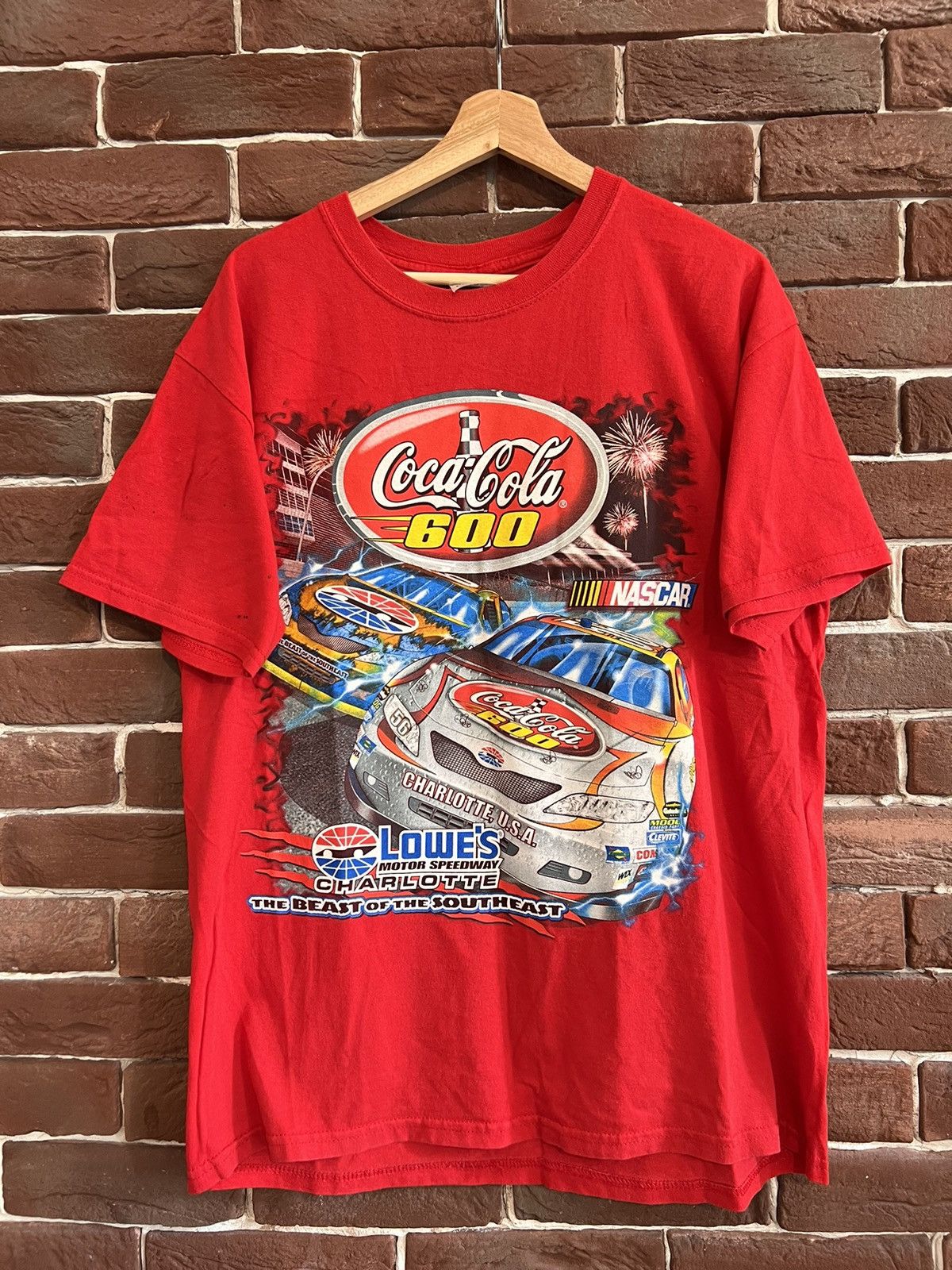 NASCAR 00s Vintage Coca Cola Beware Beast Nascar Tee Flame Racing Size US L / EU 52-54 / 3 - 1 Thumbnail