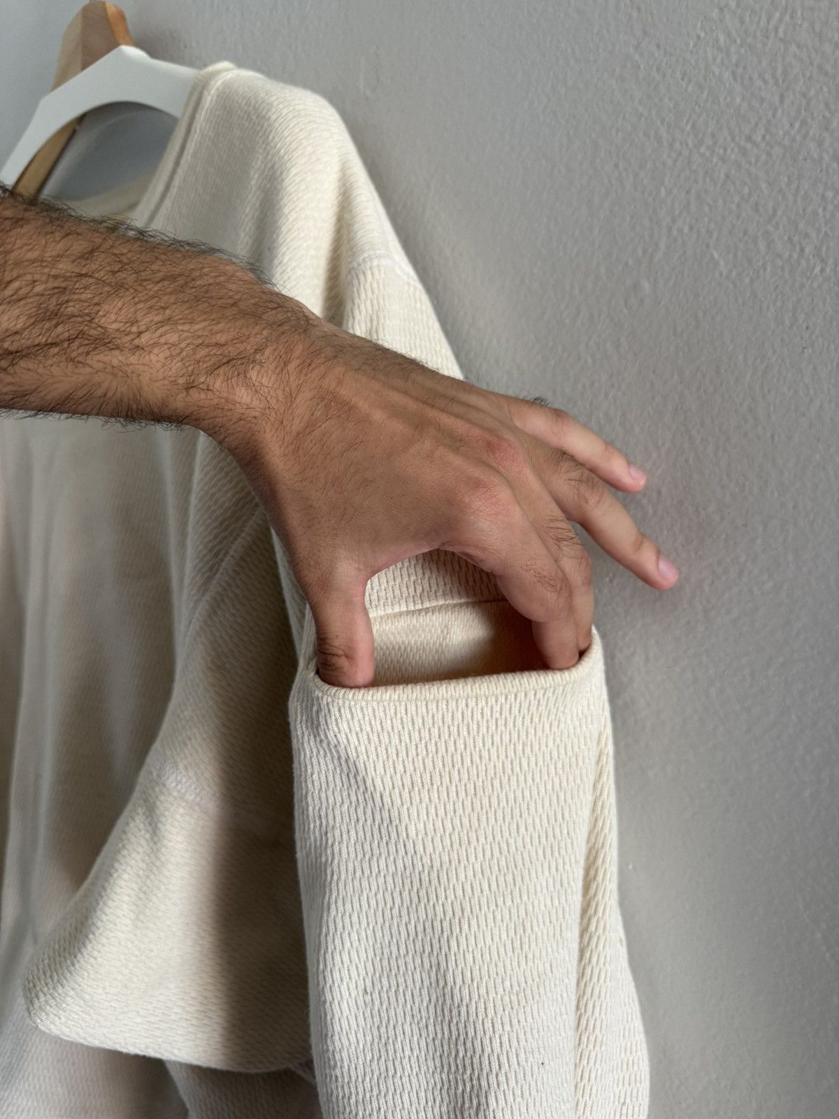 Kanye West SAMPLE Yeezy Season 7 Double Layer Thermal Upcycled Crewneck Size US L / EU 52-54 / 3 - 7 Thumbnail