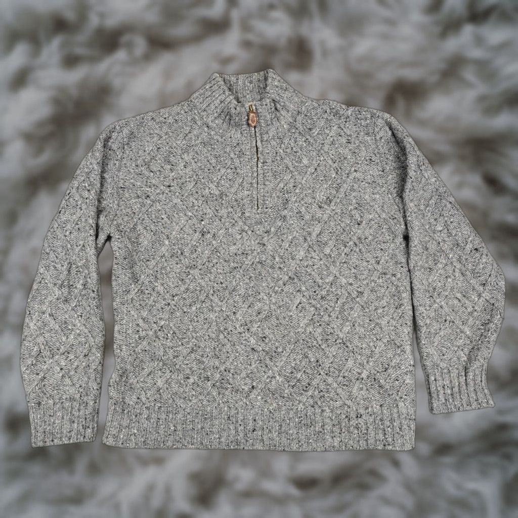 Orvis Orvis Sweater Mens M Gray 1/4 Zip Mock Neck Cable Knit Wool Pullover Size US M / EU 48-50 / 2 - 1 Thumbnail