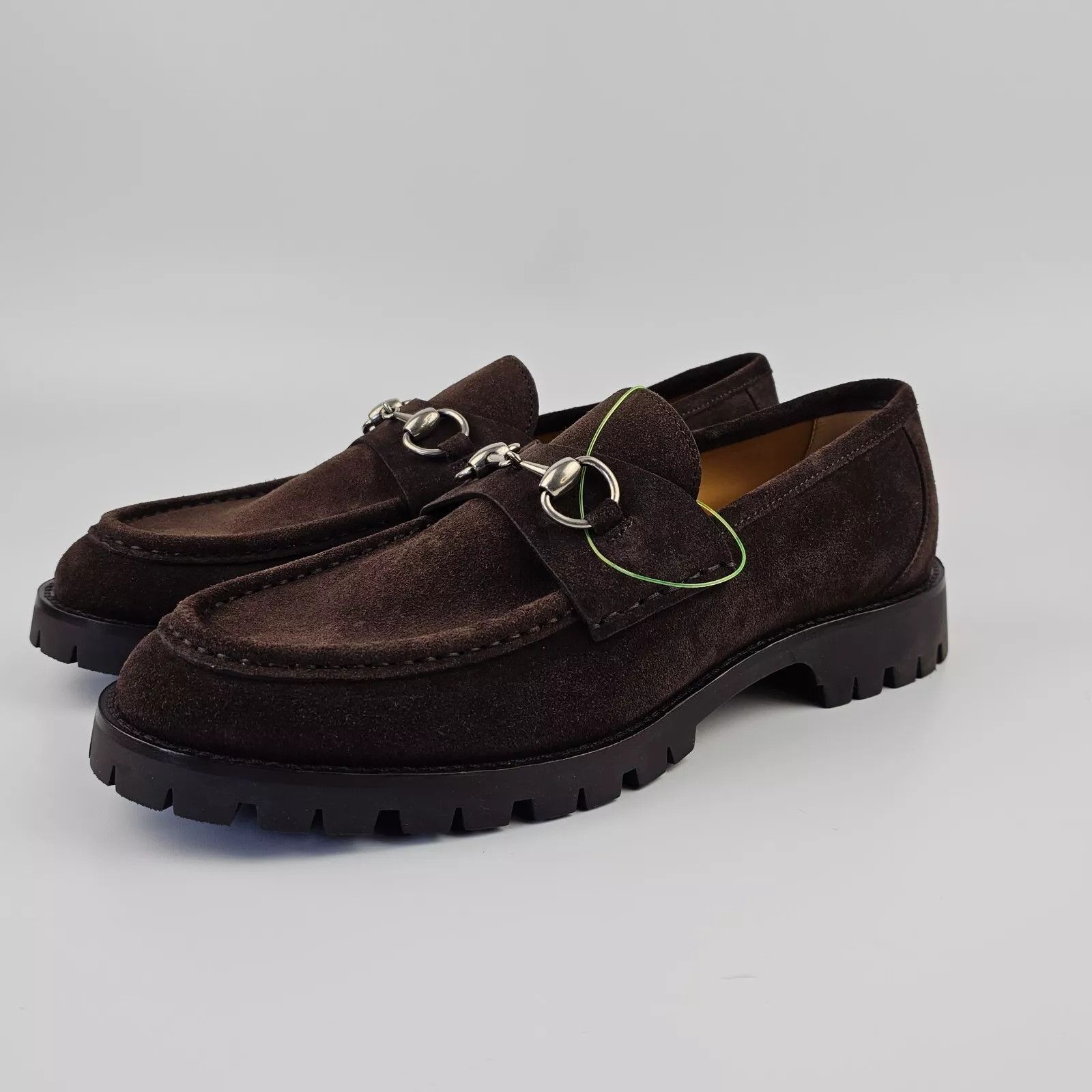 GUCCI Sylke Dark Brown Suede Horsebit Loafers New