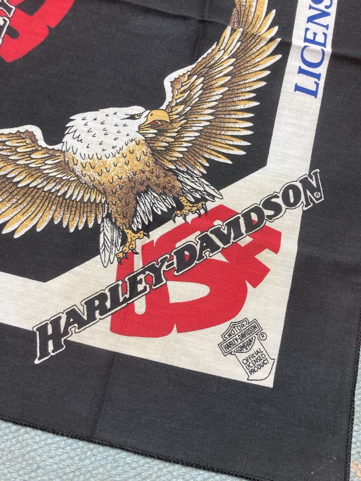 Vintage 80s Harley Davidson bandana licensed to ride eagle USA biker Size ONE SIZE - 2 Thumbnail