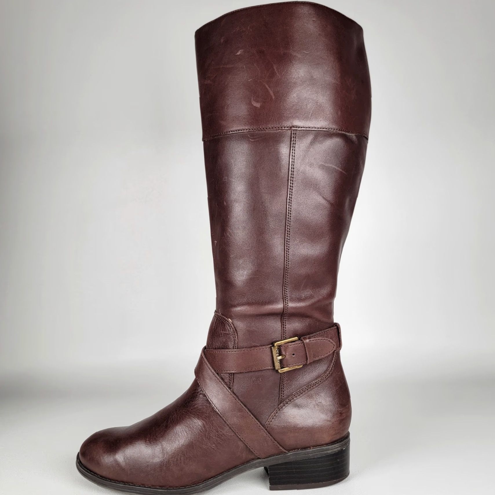 Ralph Lauren RALPH LAUREN Leather Riding Boots Women Size 7.5 M Brown Solid Round Toe Zip Block Heel Riding Boot Winter Fall Spring Women Size US 8 / IT 38 - 6 Thumbnail