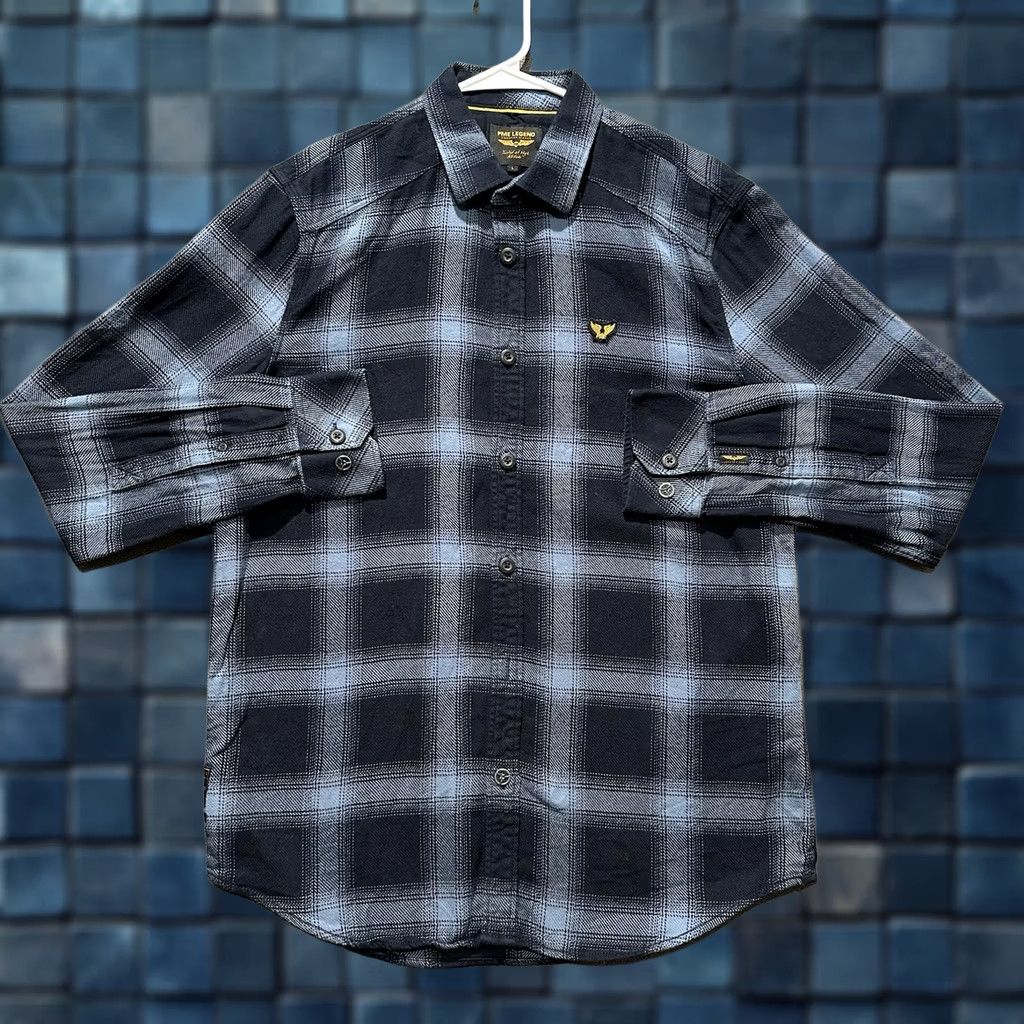 Vintage PME LEGEND Shirt Mens Large Blue Plaid Long Sleeve Flannel Button Up Size US L / EU 52-54 / 3 - 1 Thumbnail