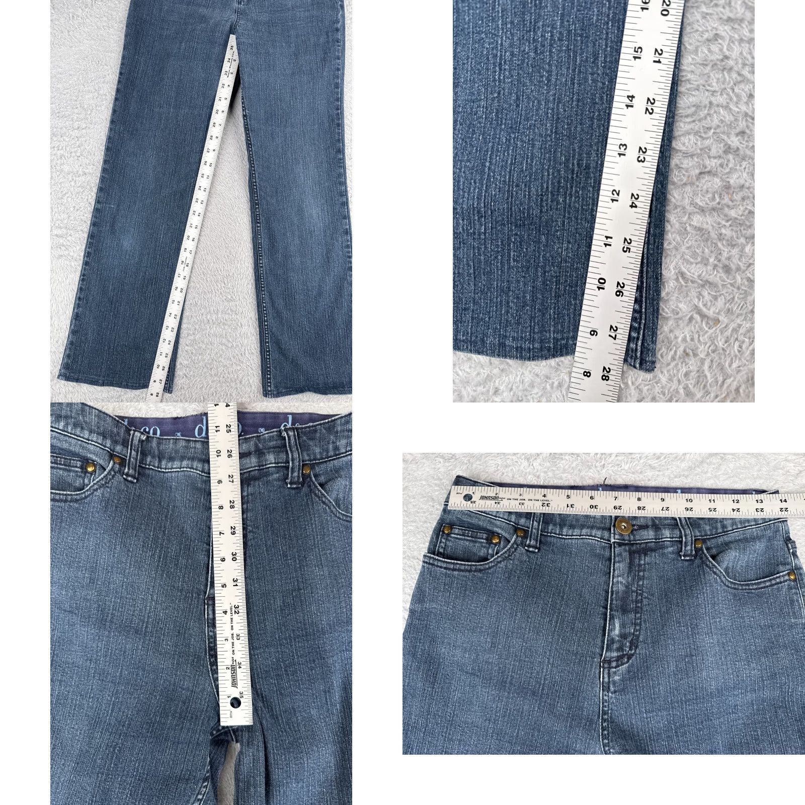 Vintage D&Co Jeans Womens 6 Blue Denim Bootcut Comfort Waist High Cotton Blend 28x28 Zipper Button Distressed 5-Pocket Size 28" / US 6 / IT 42 - 8 Thumbnail