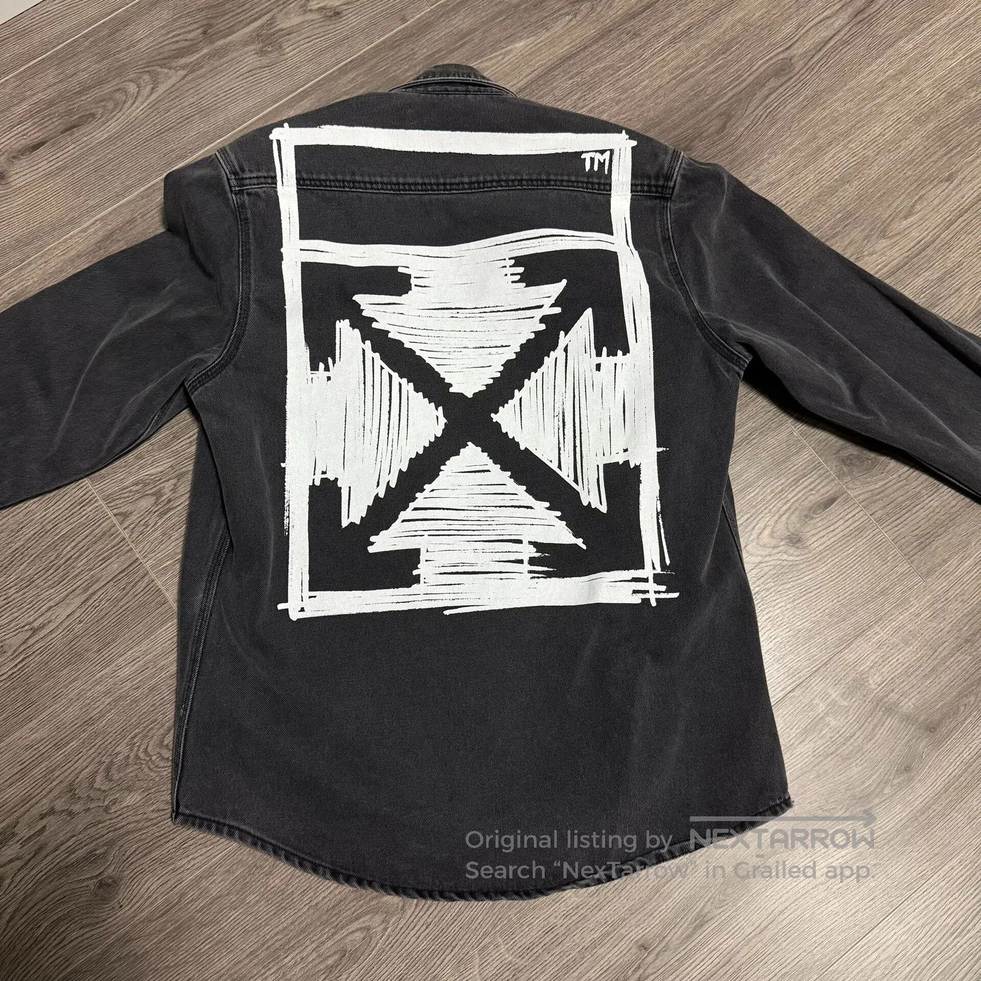 Balenciaga OFF-WHITE Painted Arrow Denim Jacket. Size US M / EU 48-50 / 2 - 7 Thumbnail