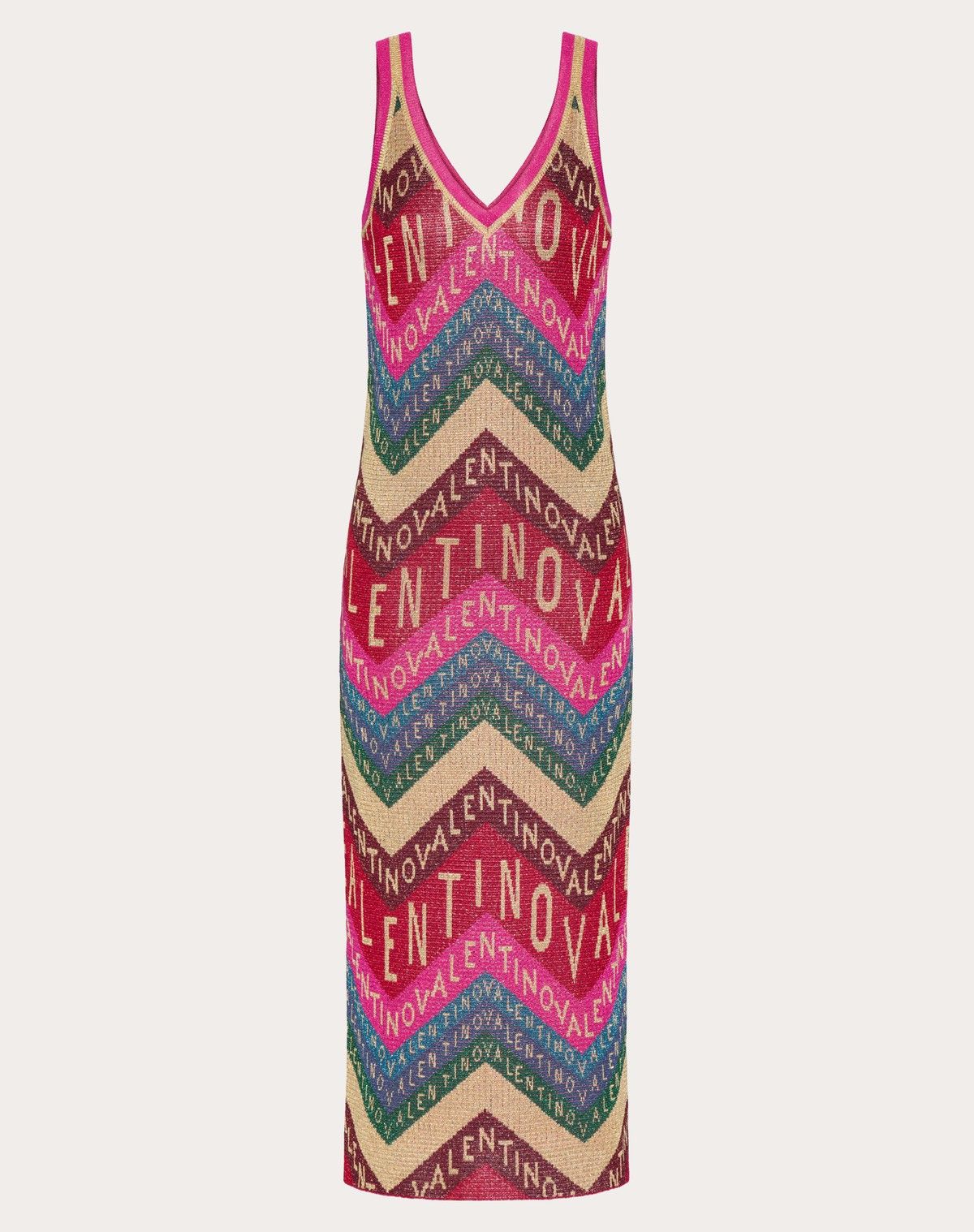 Valentino o1s1wg110525 Chevron Lurex Dress in Multicolor Size XS / US 0-2 / IT 36-38 - 1 Thumbnail
