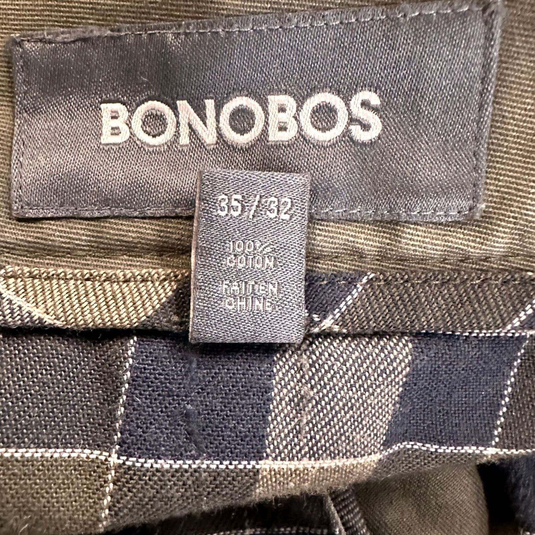Bonobos Bonobos Khakis Pants Mens 35X32 Olive Green Slim Fit Flat Front Straight Leg Size US 35 - 4 Thumbnail