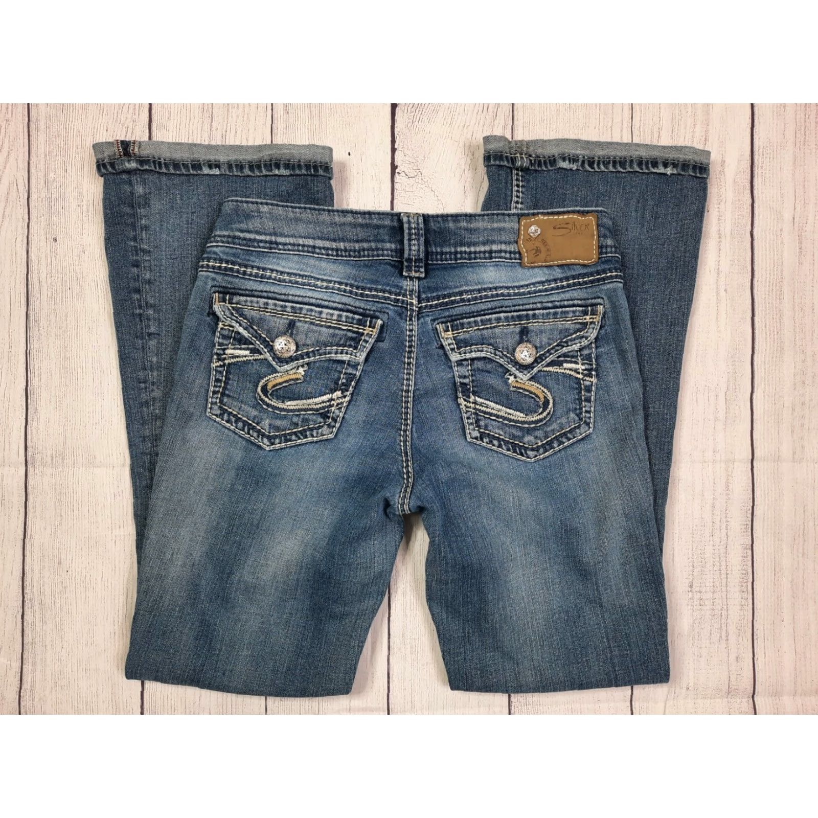 Silver Jeans Co. SILVER Jeans Suki Surplus Women's Bootcut Denim 5-Pocket Stretch Blue Jeans 28x28/29x32.5 Size 28" / US 6 / IT 42 - 3 Thumbnail