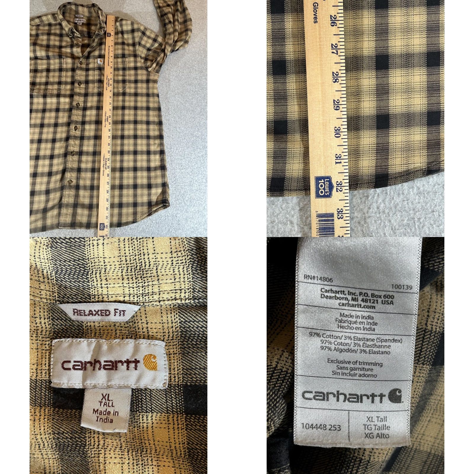 Carhartt Carhartt Flannel Shirt Mens XL Tall Brown Plaid Relaxed Fit Stretch Workwear XLT Size US XL / EU 56 / 4 - 8 Thumbnail