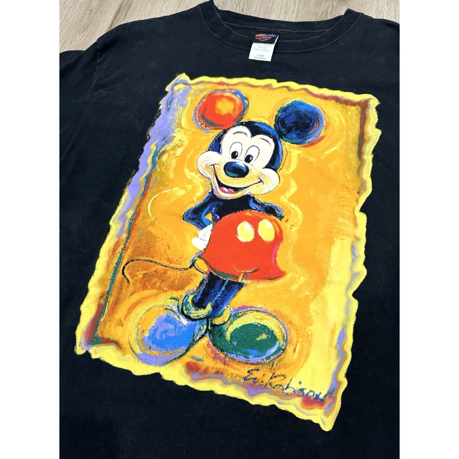 Disney VINTAGE 1997 Disney Mickey Mouse Art Portrait T-Shirt Large Men Black L Short Sleeve Shirt Womens/Mens? Size US L / EU 52-54 / 3 - 4 Thumbnail