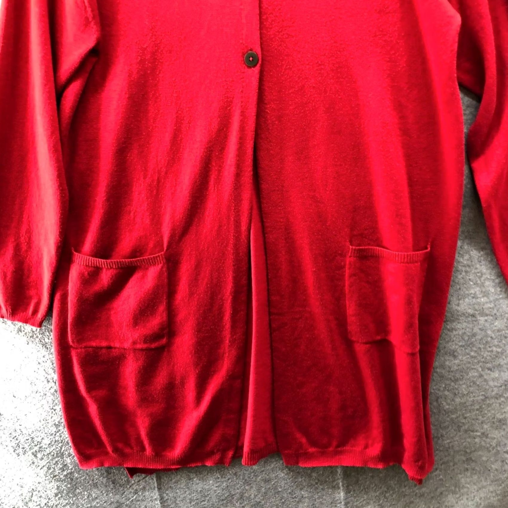J. Jill VINTAGE J. Jill Wool Blend Cardigan Womens XL Red Longline Tunic 3 Button Lightweight Size XL / US 12-14 / IT 48-50 - 4 Thumbnail