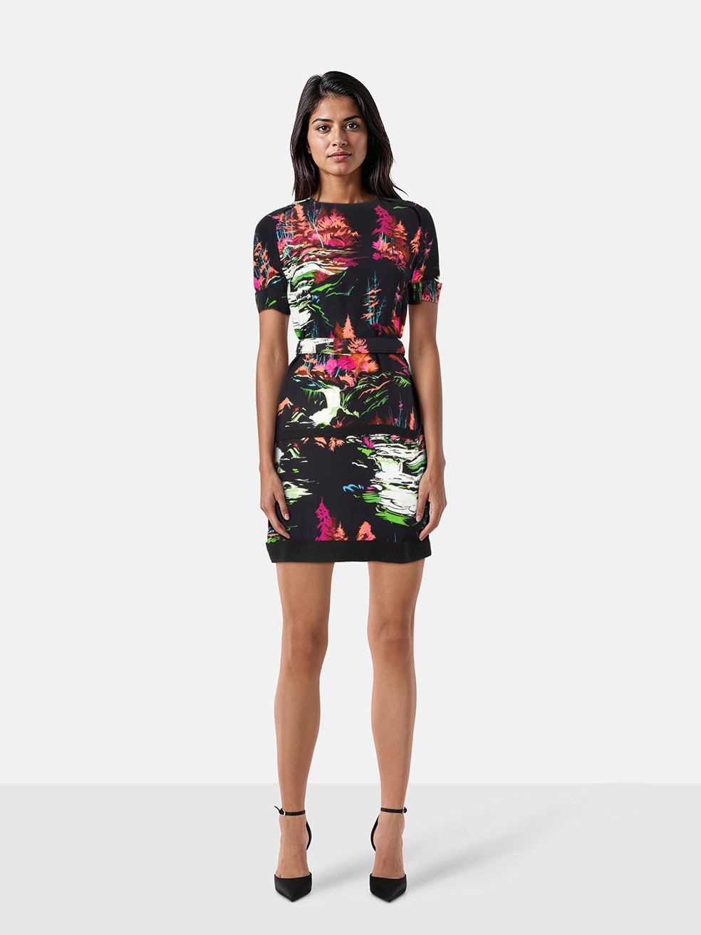 Balenciaga Belted Short Sleeve Printed Dress Size XS / US 0-2 / IT 36-38 - 1 Thumbnail