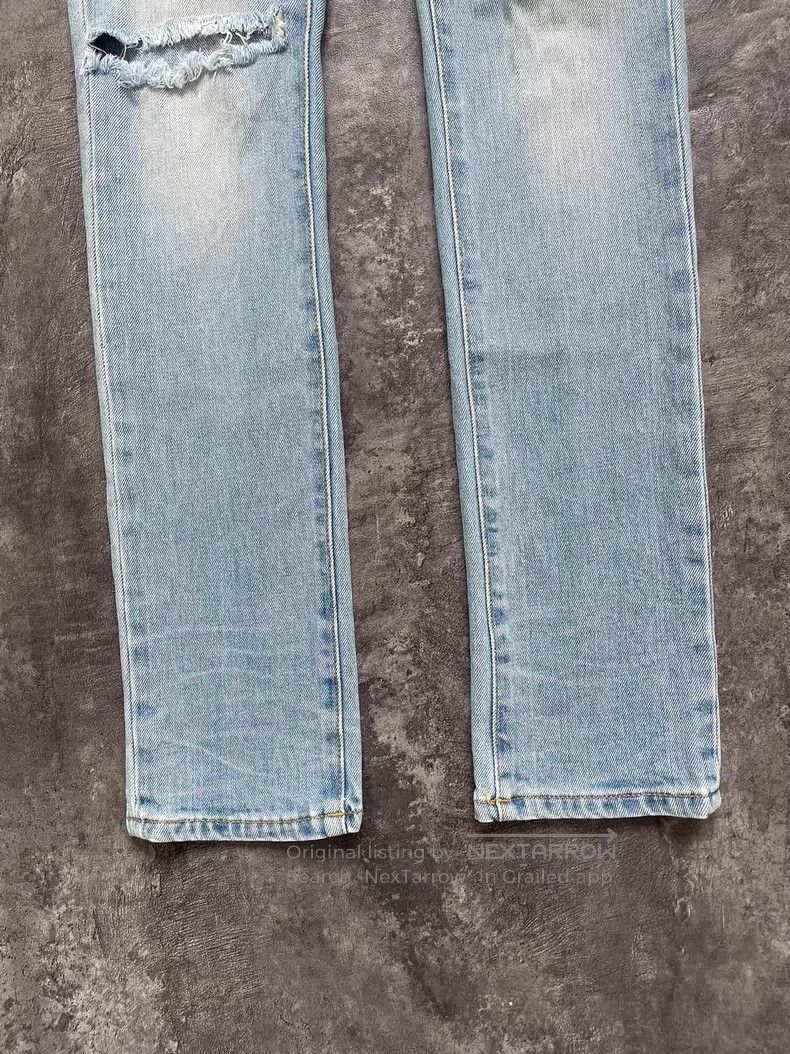 Saint Laurent Paris Saint Laurent Paris Washed Blue Destroyed Denim Pants Size US 26 / EU 42 - 4 Thumbnail