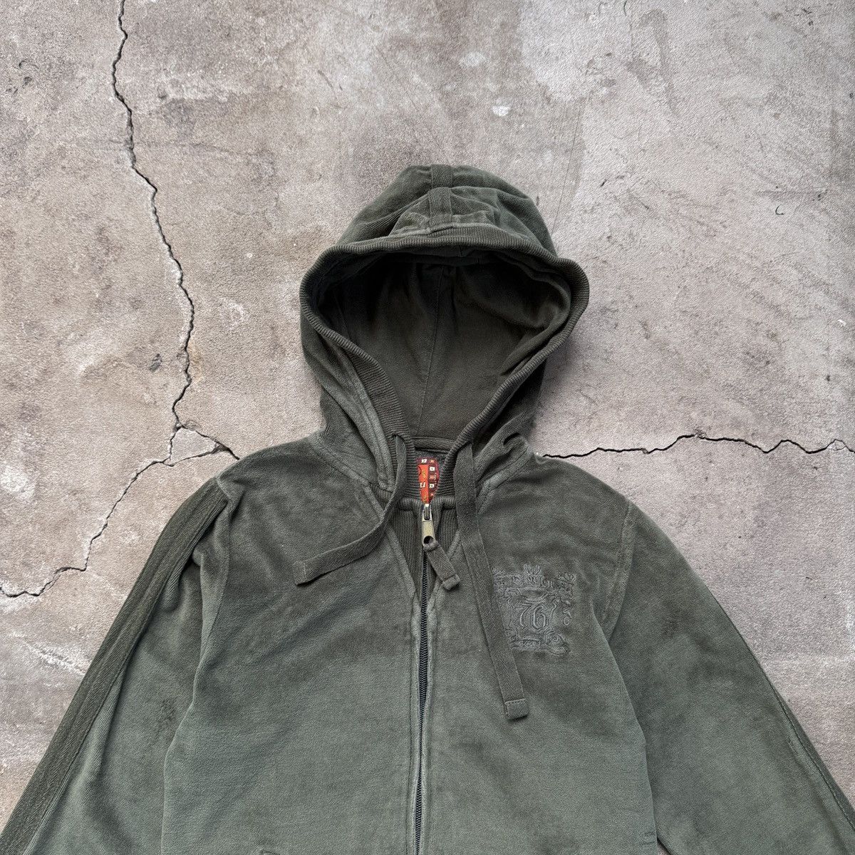 Japanese Brand × Vintage O’Bleu Velour Green Zip Up Hoodie Size XXS / US 00 / IT 34 - 4 Thumbnail