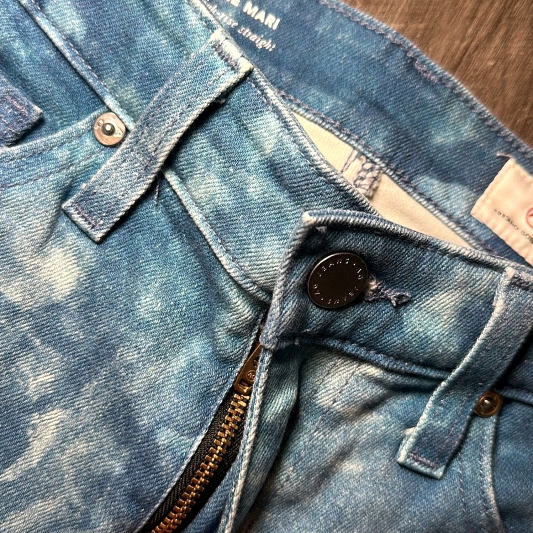 Vintage AG Adriano Goldschmied The Mari High Rise Straight Tie Dye Denim Jeans - 25R Women Jeans Blue 25 Regular Straight 28.5 Inseam Womens Size 42" / US 20 - 6 Thumbnail
